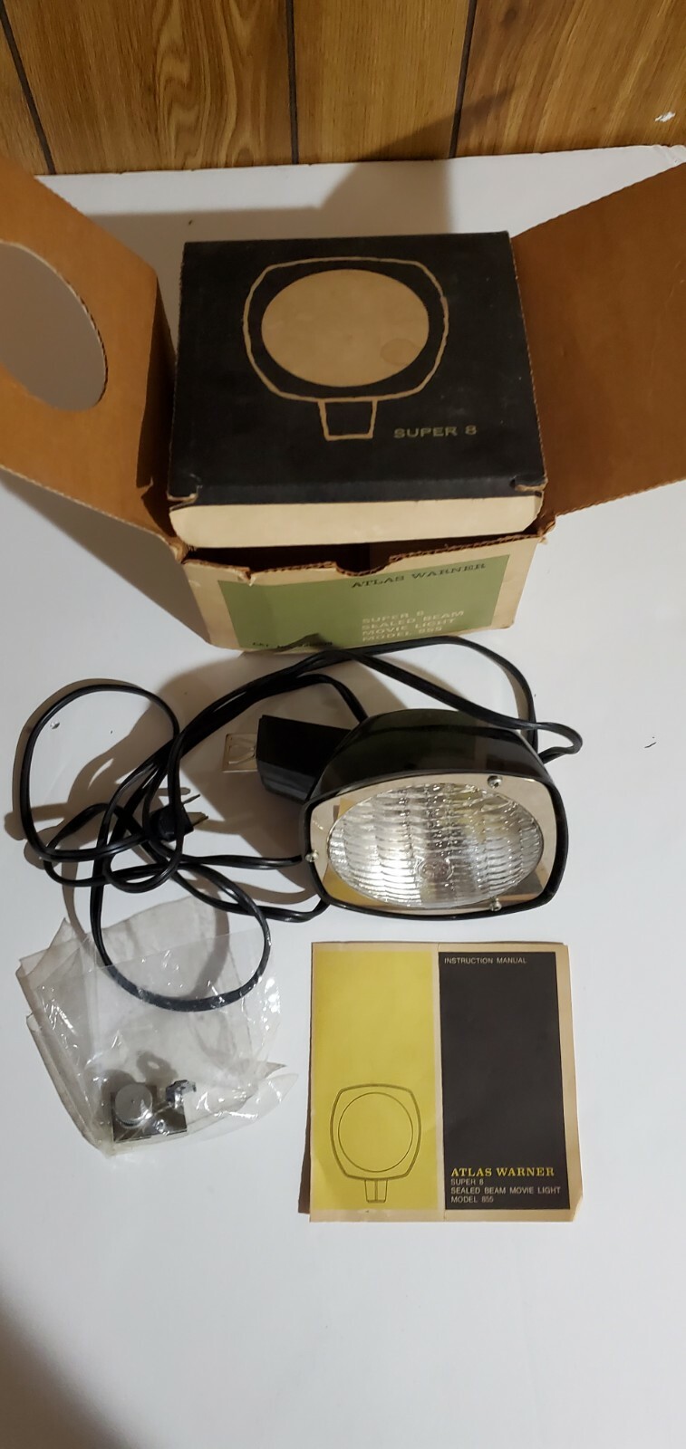 Vintage Atlas Warner Super 8 Sealed Beam Movie Light-Model# 855 In Box
