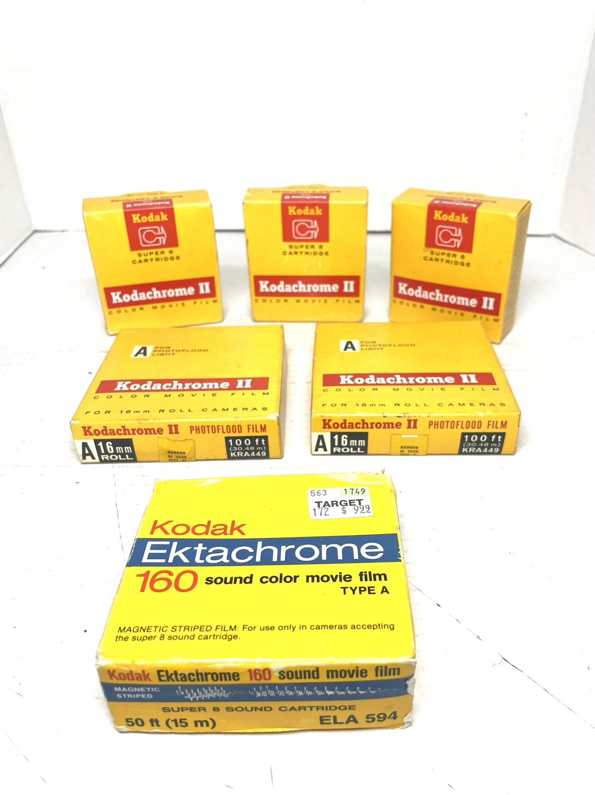 VINTAGE 5 LOT EXPIRED SEALED KODACHROME II MOVIE FILM 50ft 1972, 100ft 1965-66