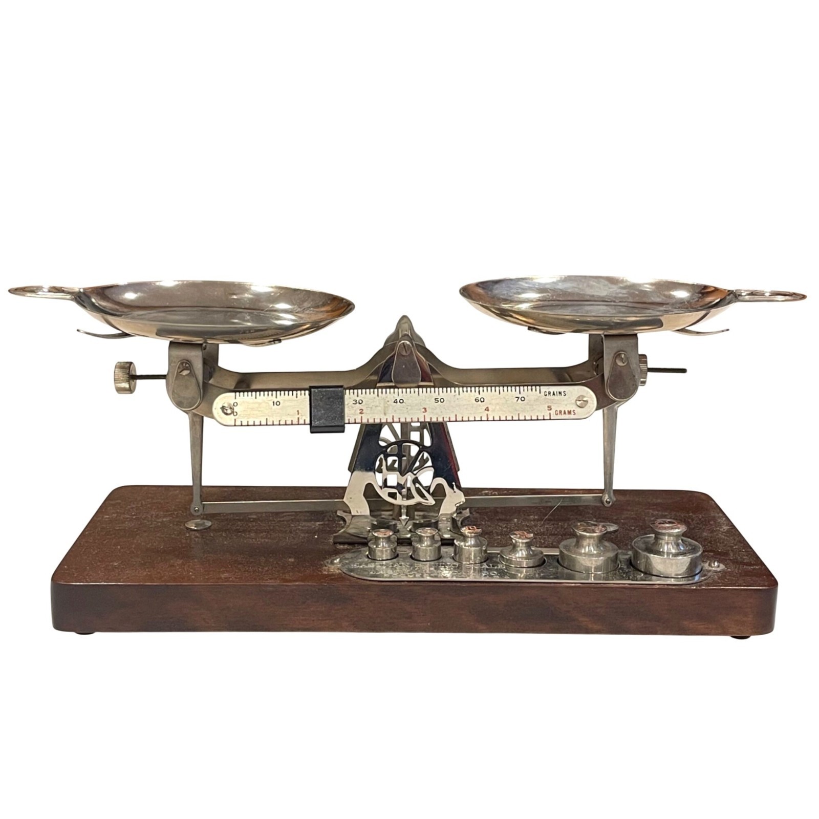 Vintage Eastman Kodak Studio Scale Metal Weights Wood Base Photography Balance