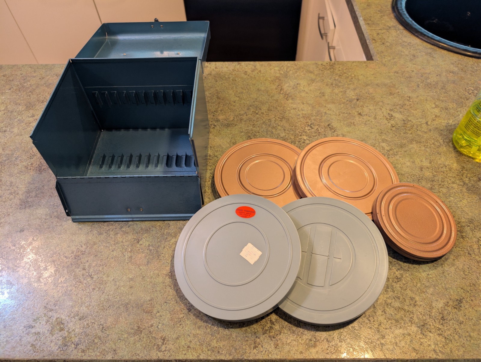 Vintage Bruce Film Storage Case w/ 2 Goldberg Dual 8mm 7″ Reels & 5″ Reel