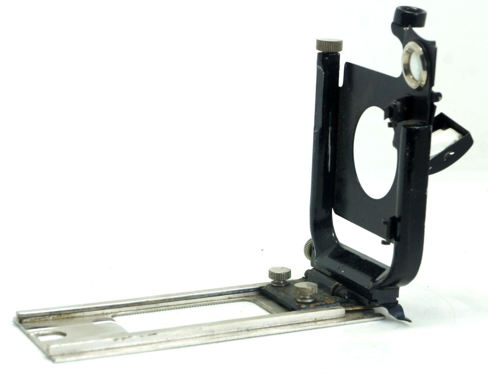 Vintage 9×12 Camera Front Standard Lens Board Holder with Rails and Viewfinder