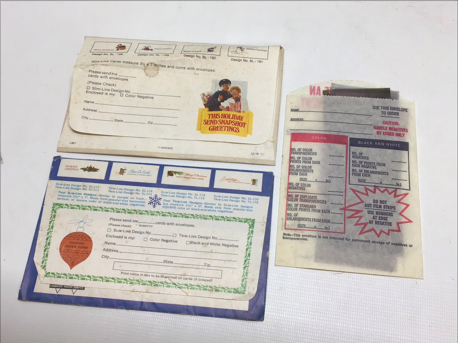 Vintage 1960/70s Film Development Photo Envelopes With Negatives Sleeve Holiday