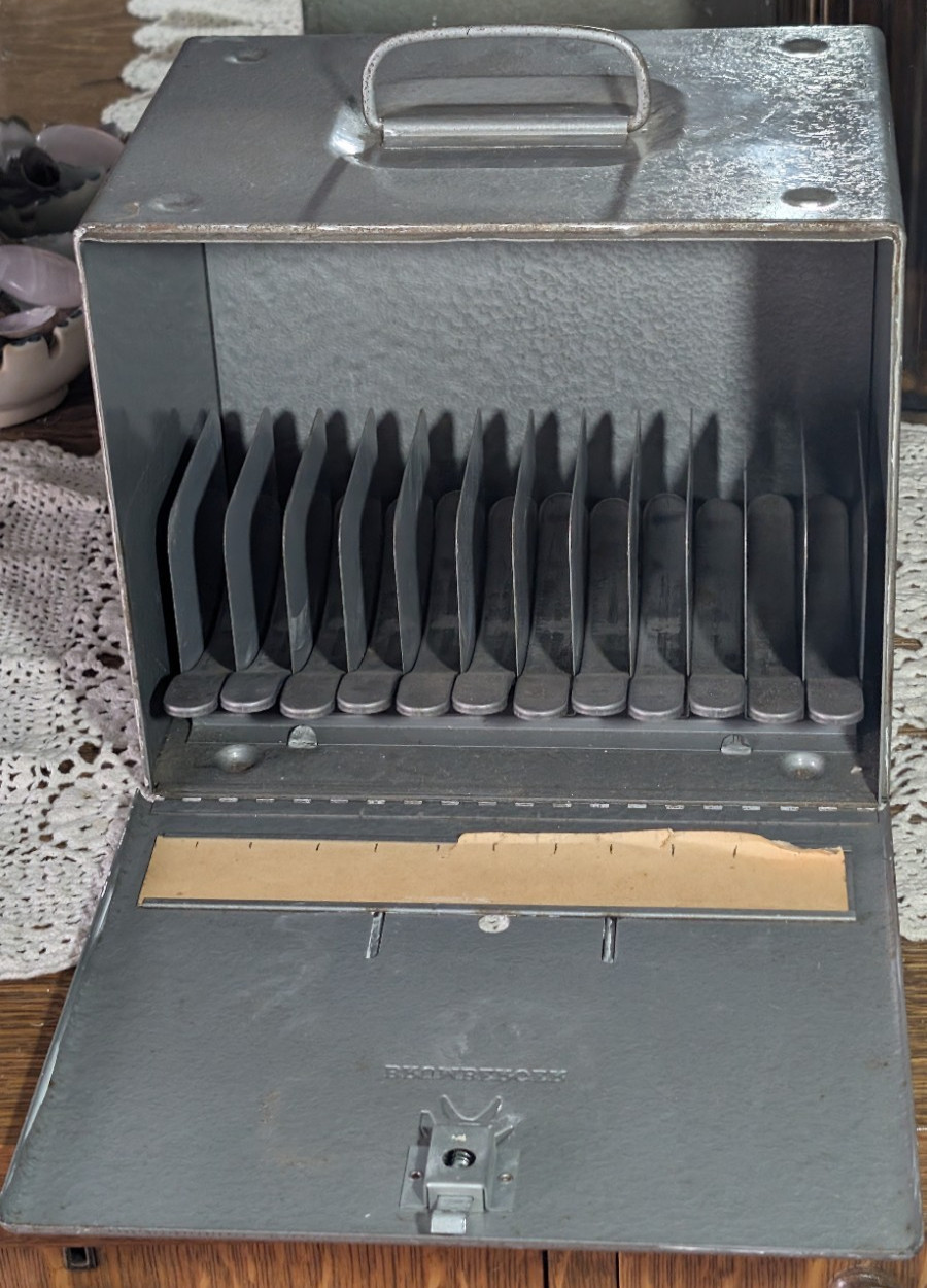 Vintage Brumberger Metal Industrial Film Storage Cabinet Box Case with Slots