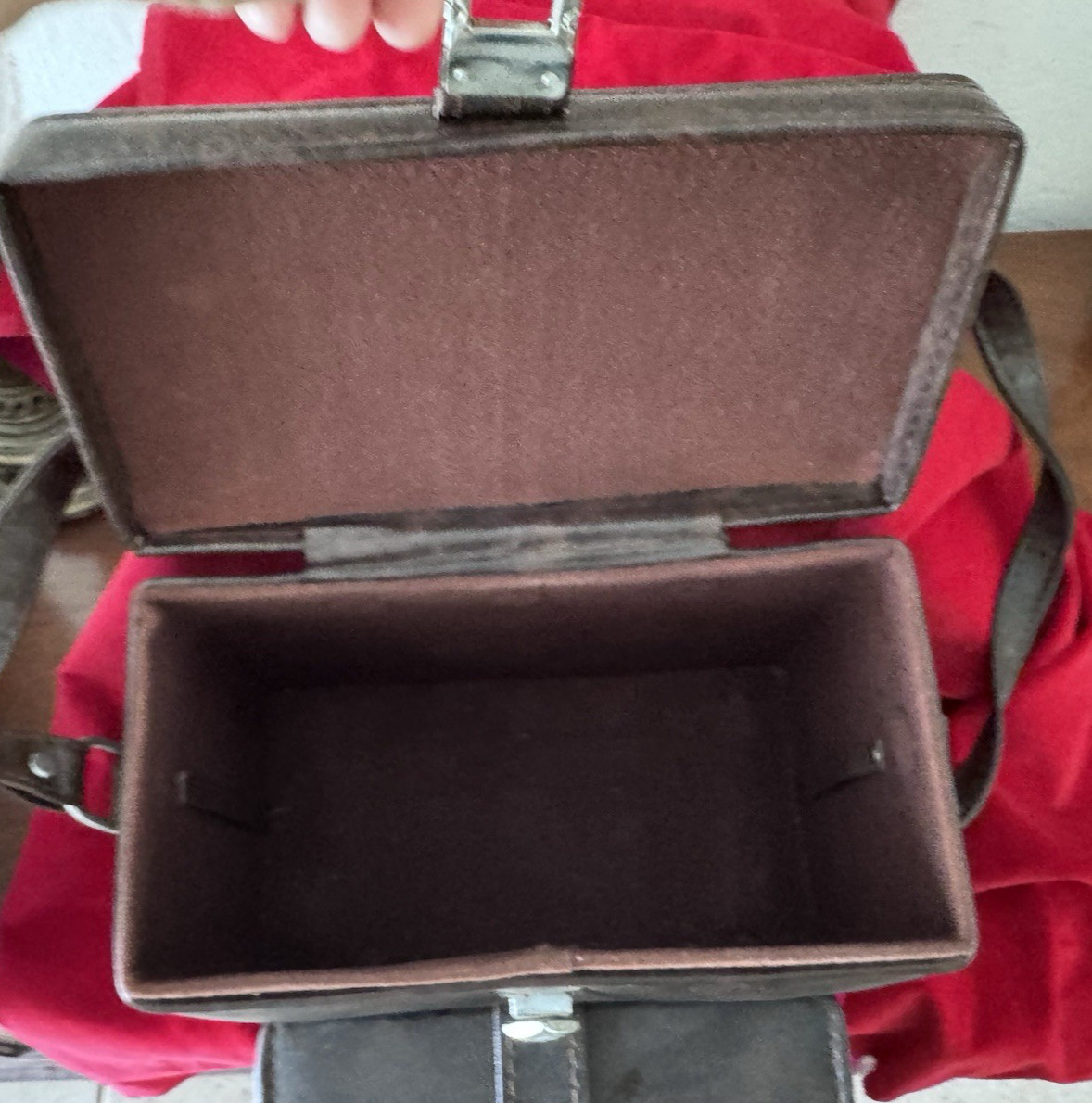 Vintage Camera Case w Film Compartment Hard Body Shoulder Strap Brown Vinyl
