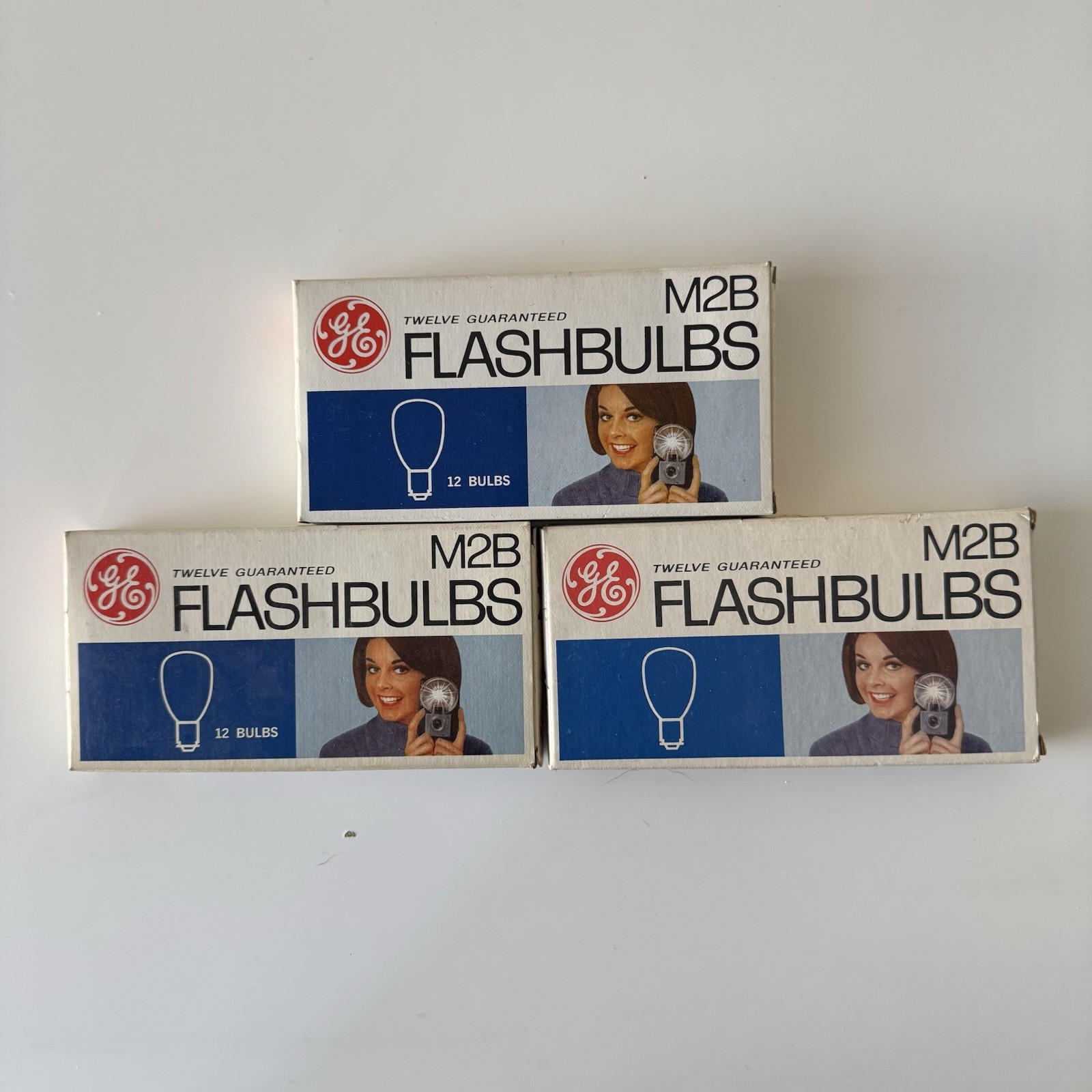 Vintage GE M2B Flashbulbs Lot of 3 Boxes 36 Camera Flash Bulbs Made in USA