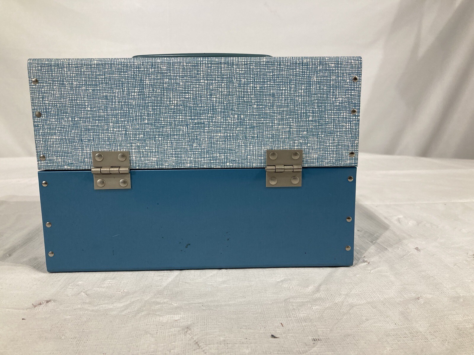 Blue Vintage Metal Film Reel Storage Tin With 7 Empty Reels