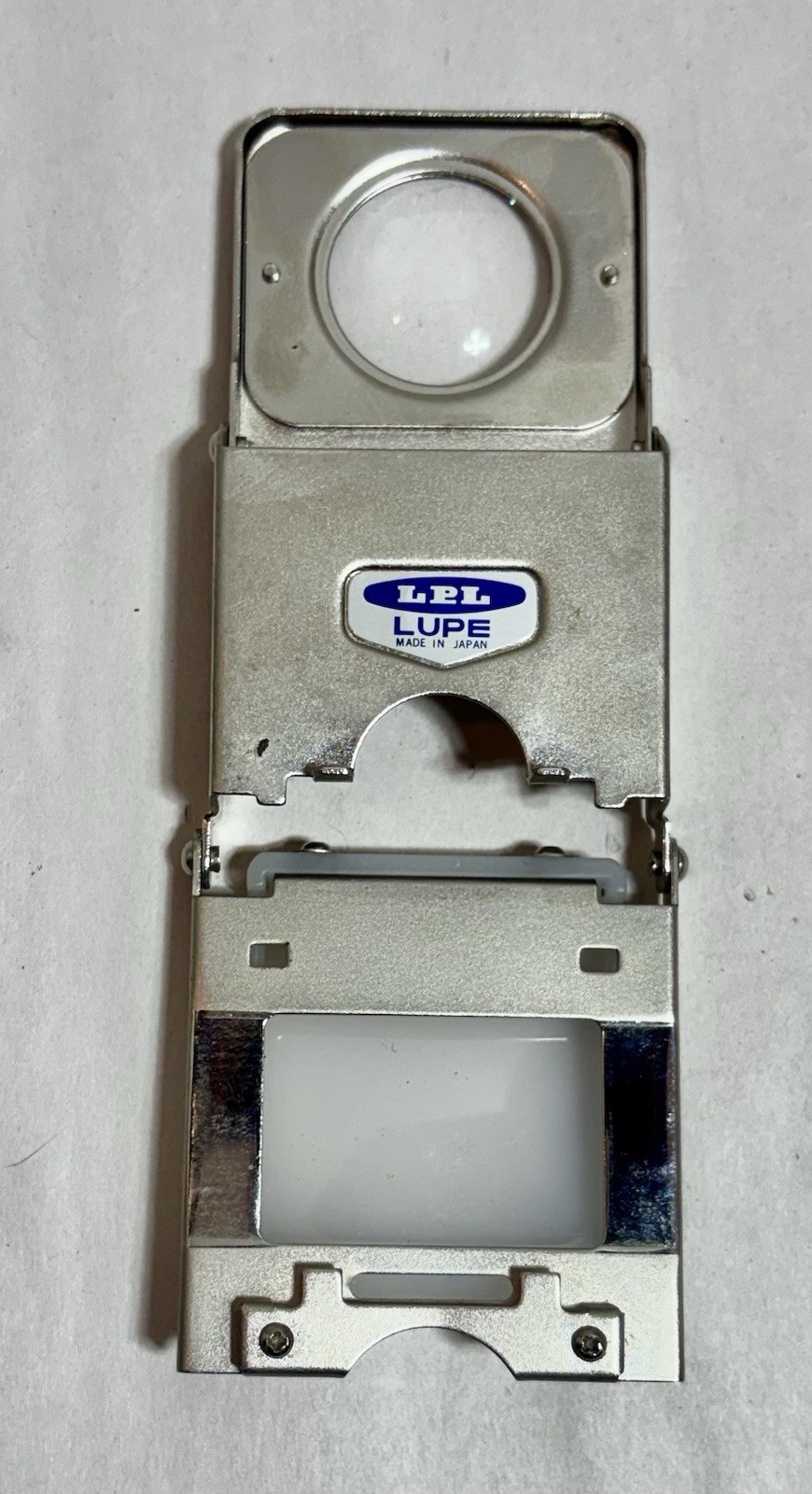 LPL NEGA LUPE Metal Folding Loupe for 35mm Negatives with Pouch & Instructions