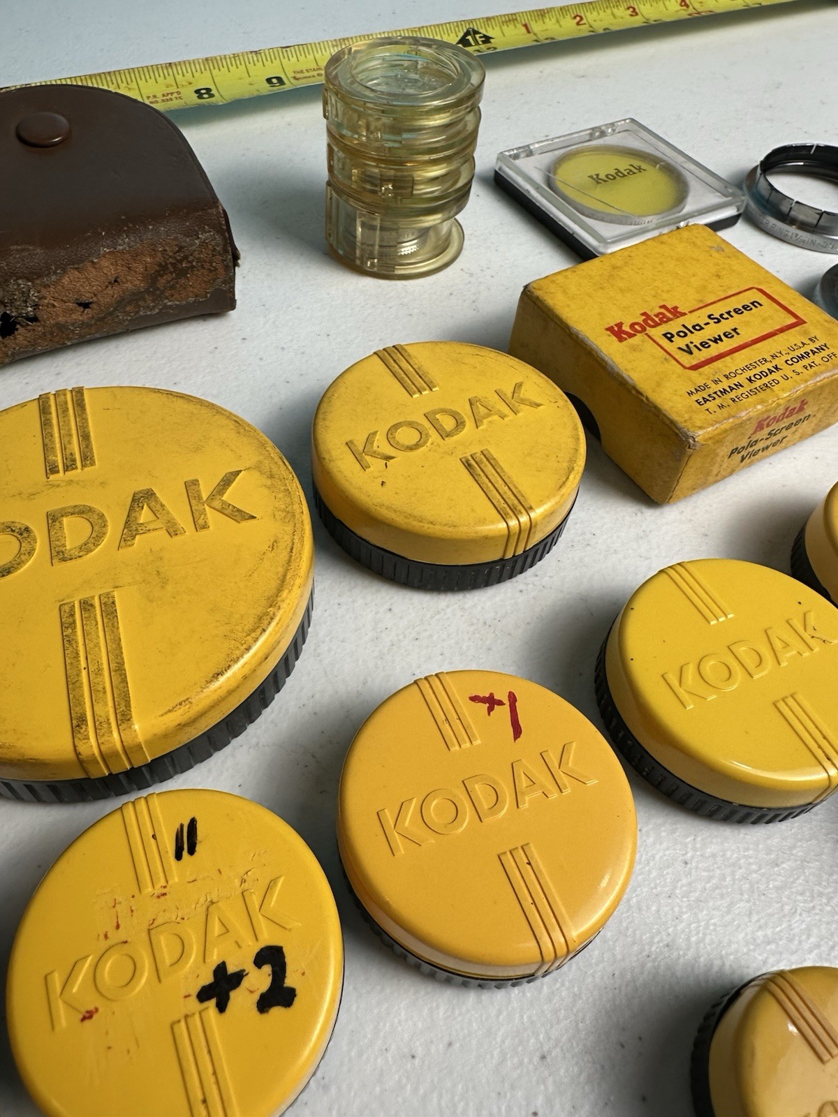 Vintage Kodak Ednalite Optical Filter Lot w Holders Rings Pola-Screen Viewer