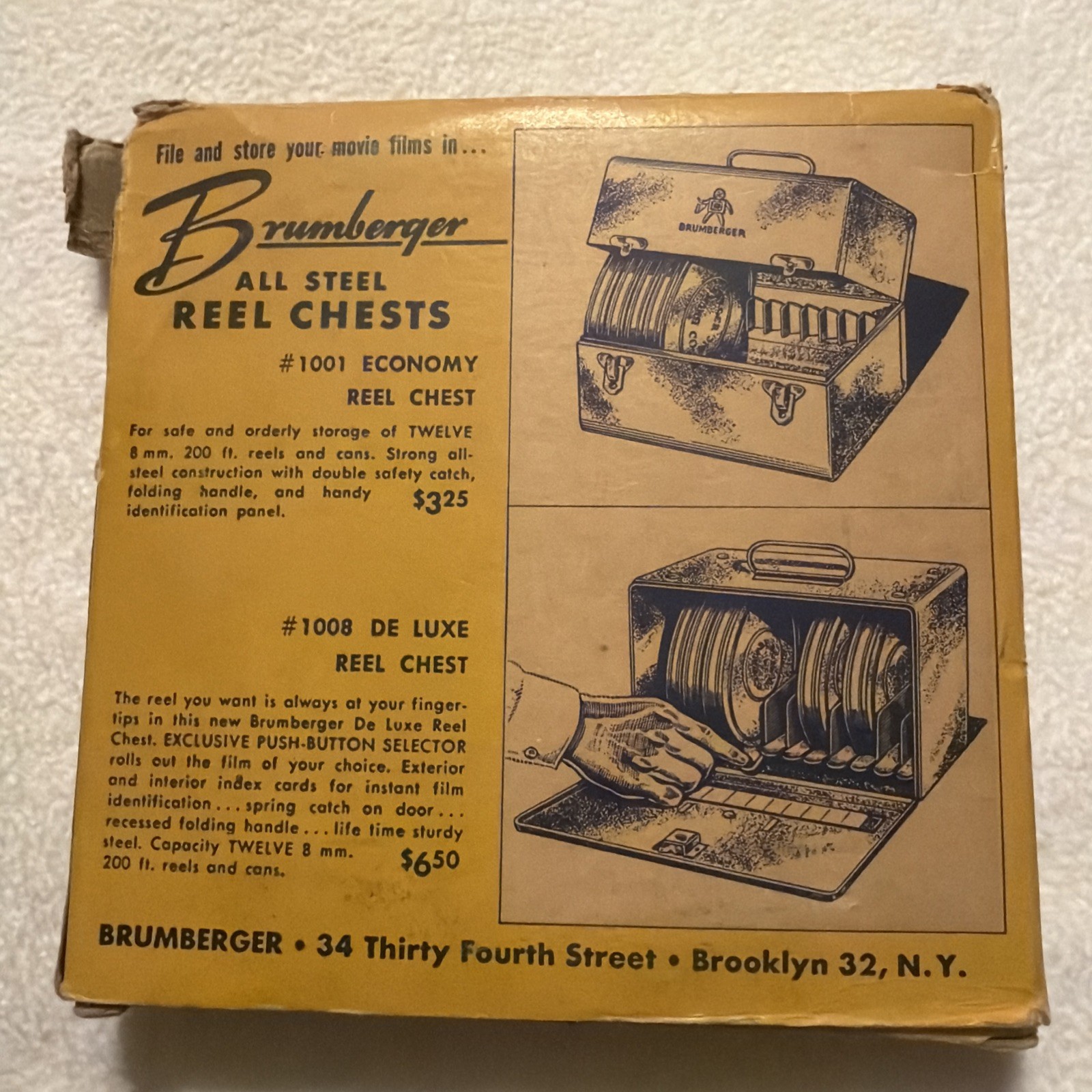 Set of 2 vintage Brumberger Reel And Can 8mm 200ft #1018 Tempered Steel Movie