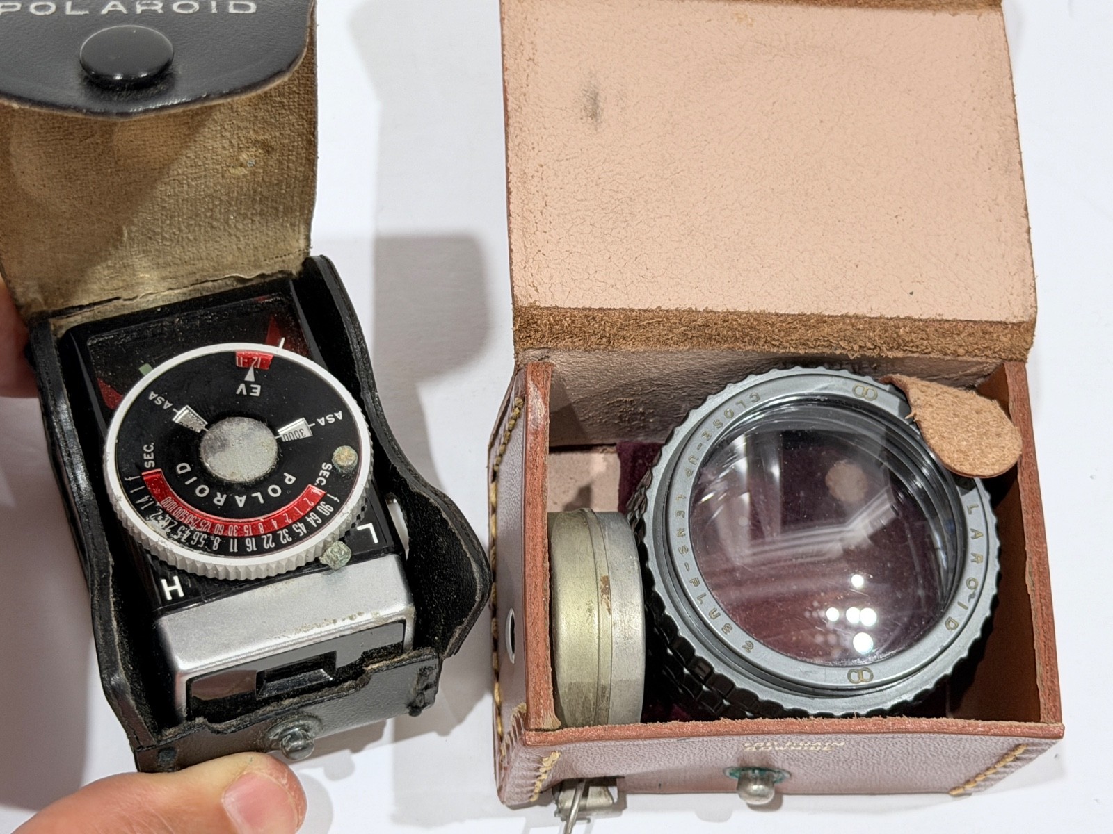 Vintage Polaroid Close-up Lenses (#1,2,4) and Light Meter #628 (untested), lot