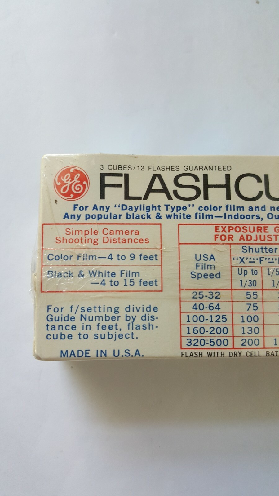 Vintage GE Flashcubes 2 Sets Of 3 Cubes New in Original Package 24 Flash Bulbs