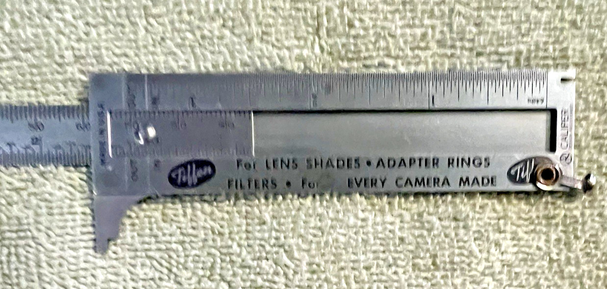 Tiffen measurer for lens shades, adapter rings,filters etc…