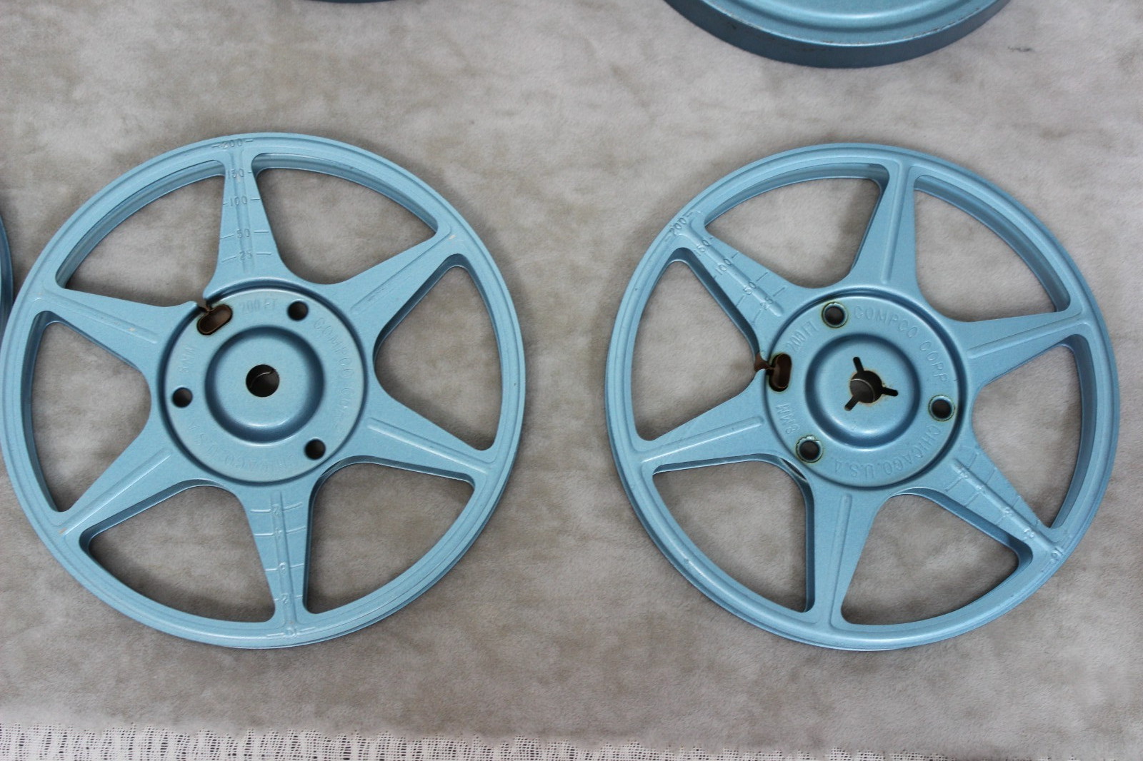 8 mm Reels and Canisters Compco 200 Feet Empty Blue Lot of 4