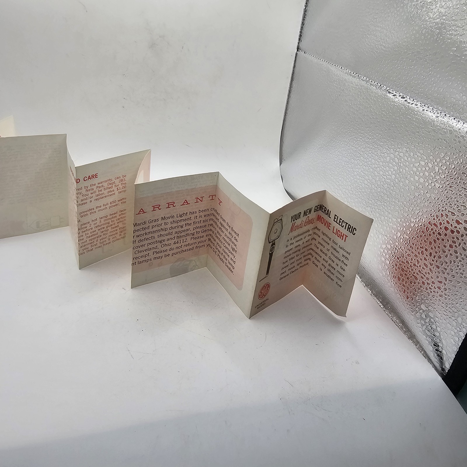 Vintage GE Mardi Gras Movie Light Instructions Book Only