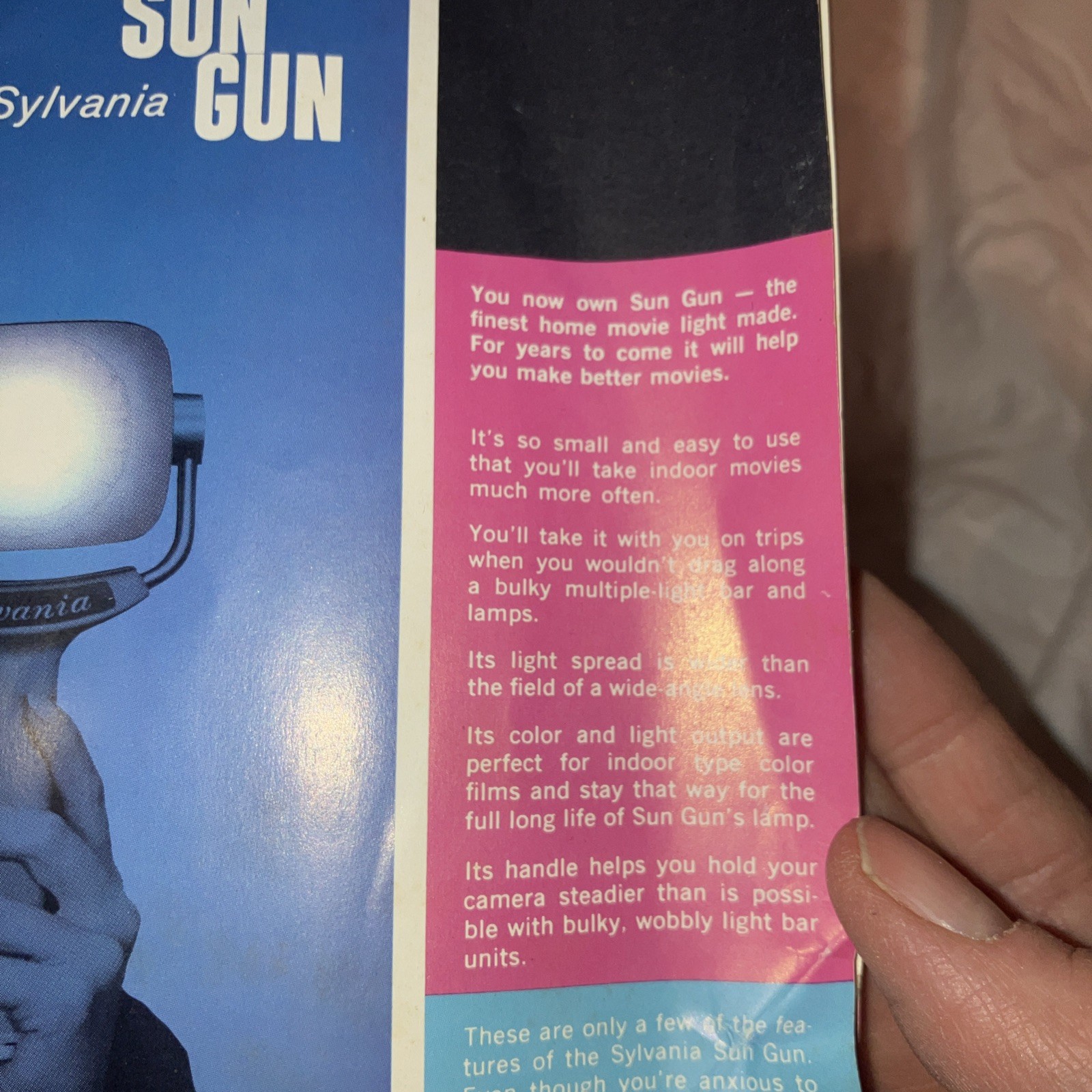 Vintage Sylvania Sun Gun Movie Light SG-1 Handheld Video Camera Lamp 120V Tested
