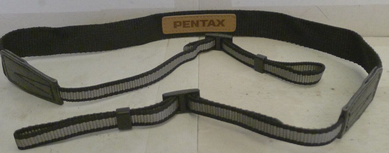 Pentax Adjustable Nylon 3/8″ Camera Neck Strap Grey with Leather Logo – S26
