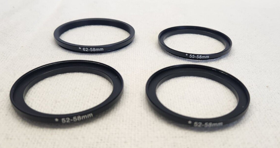Vtg Lot Camera Lens Filters Zeikos Kodak 49mm 52mm Step Up Rings Old Photography