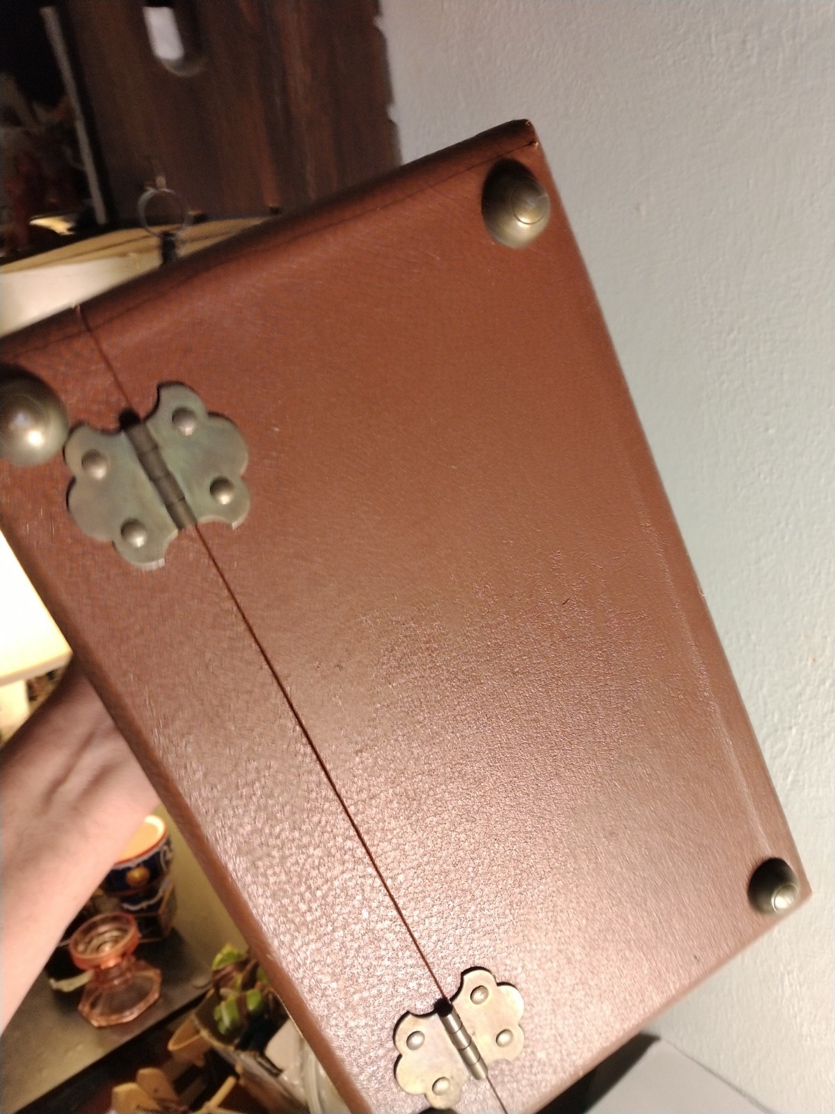 VINTAGE WOODEN CASE STORAGE CHEST FOR PROJECTOR SLIDES WITH SLIDE HOLDERS INSIDE