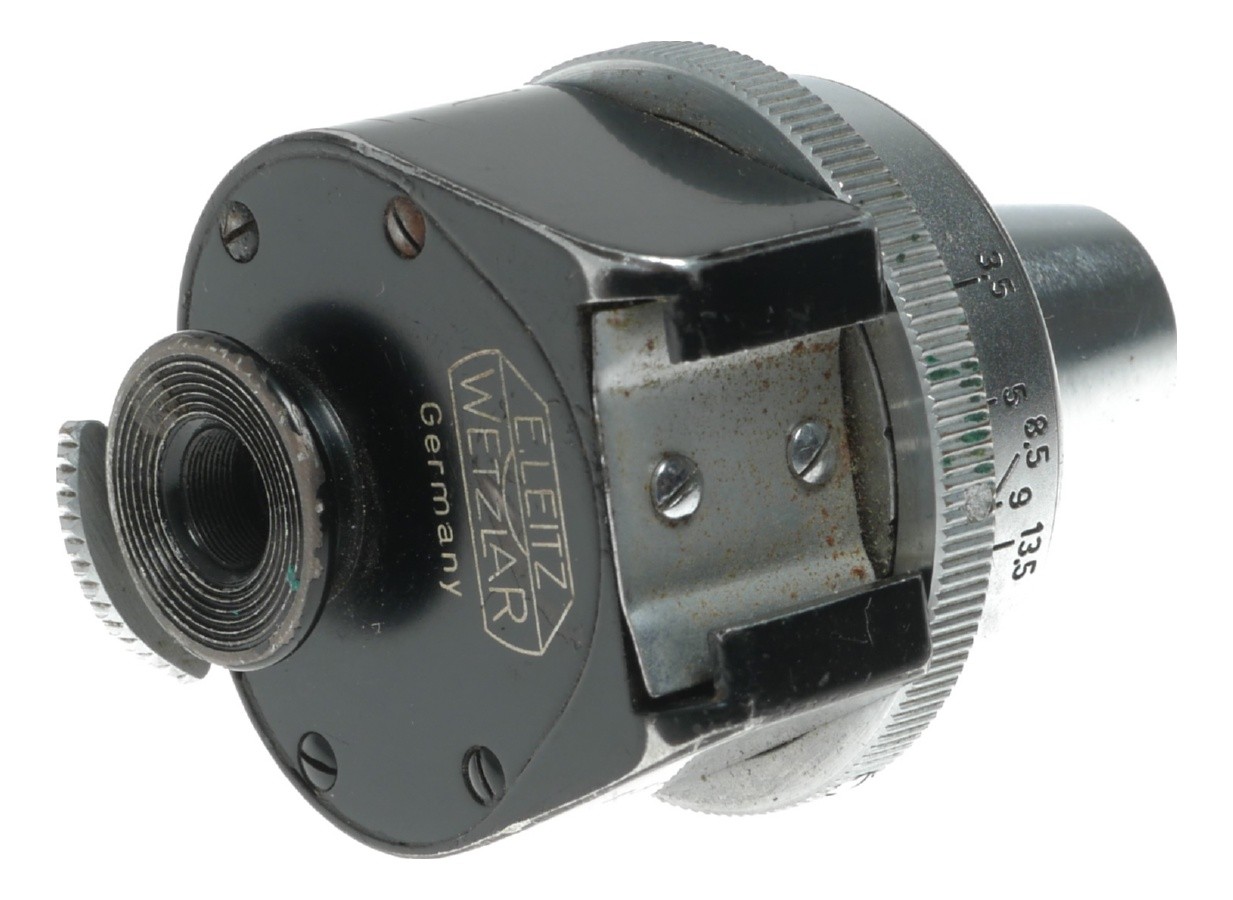 Leitz universal viewfinder fits Leica RF screw mount cameras