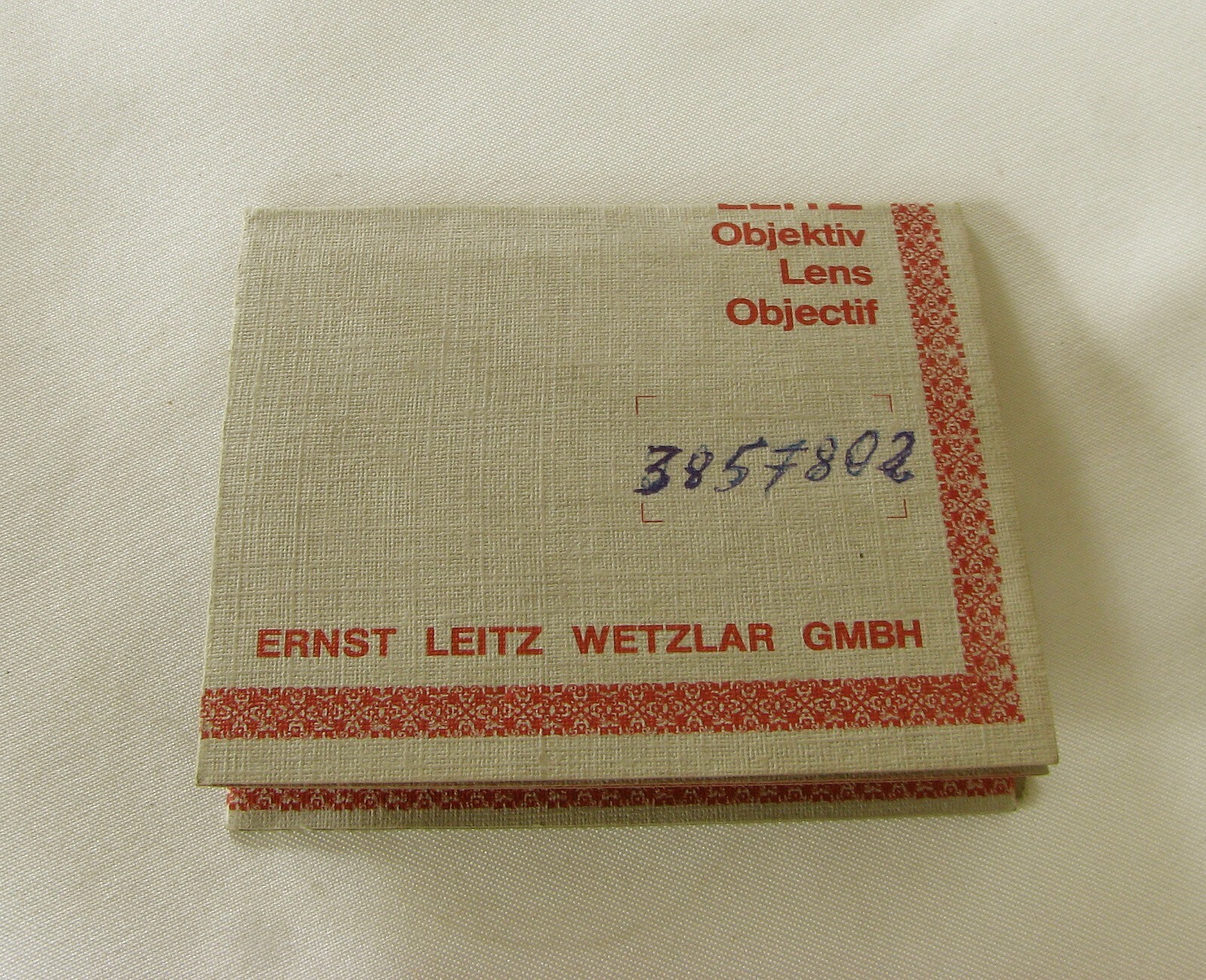 1981 International Leitz Leica Wetzlar Lens Warranty Card Only