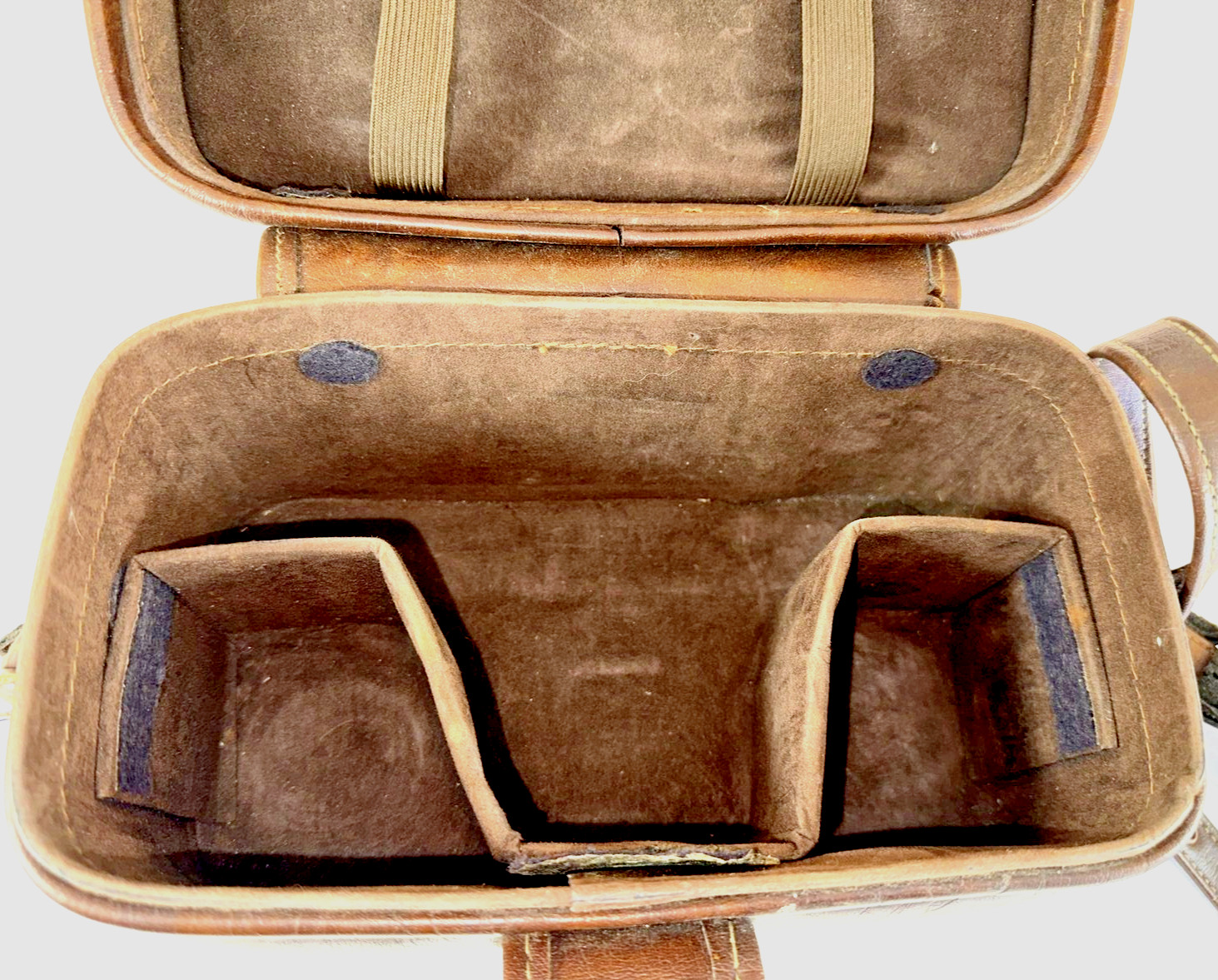 Vintage Brown Leather Camera Case, 1970s, Buckle Closure, Italy, used (BB2)