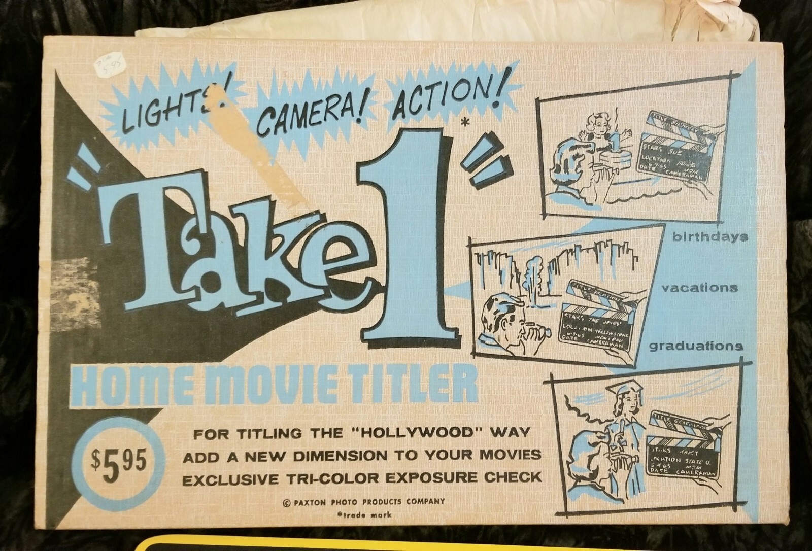 VTG TAKE 1 MOVIE TITLER CHALKBOARD FILM PAXTON ROCKET CHALK DECOR DISPLAY BOX