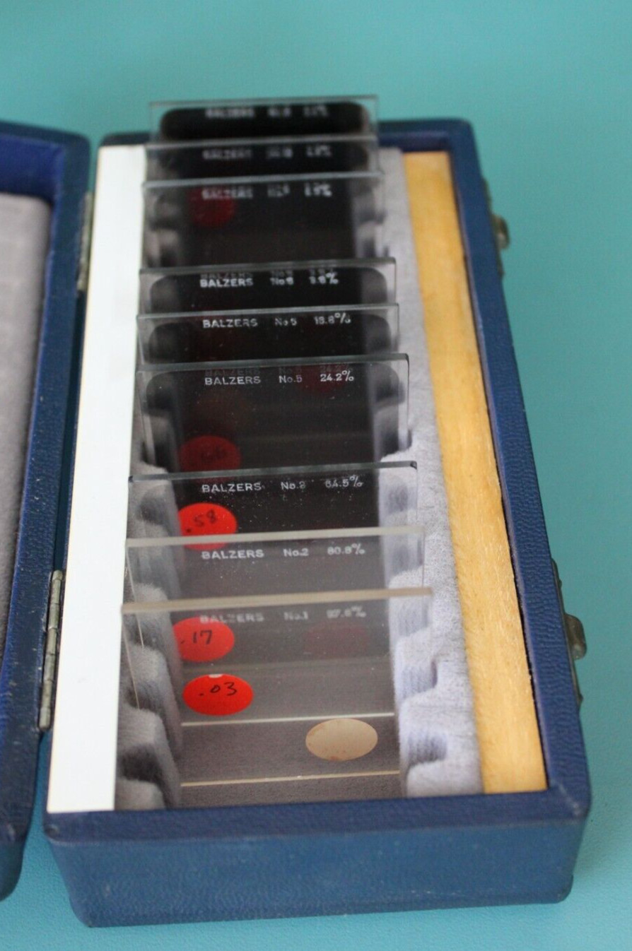 Balzers Optical 50 MM SQUARE Neutral Density Filter PARTIAL SET = 9 FILTERS VTG