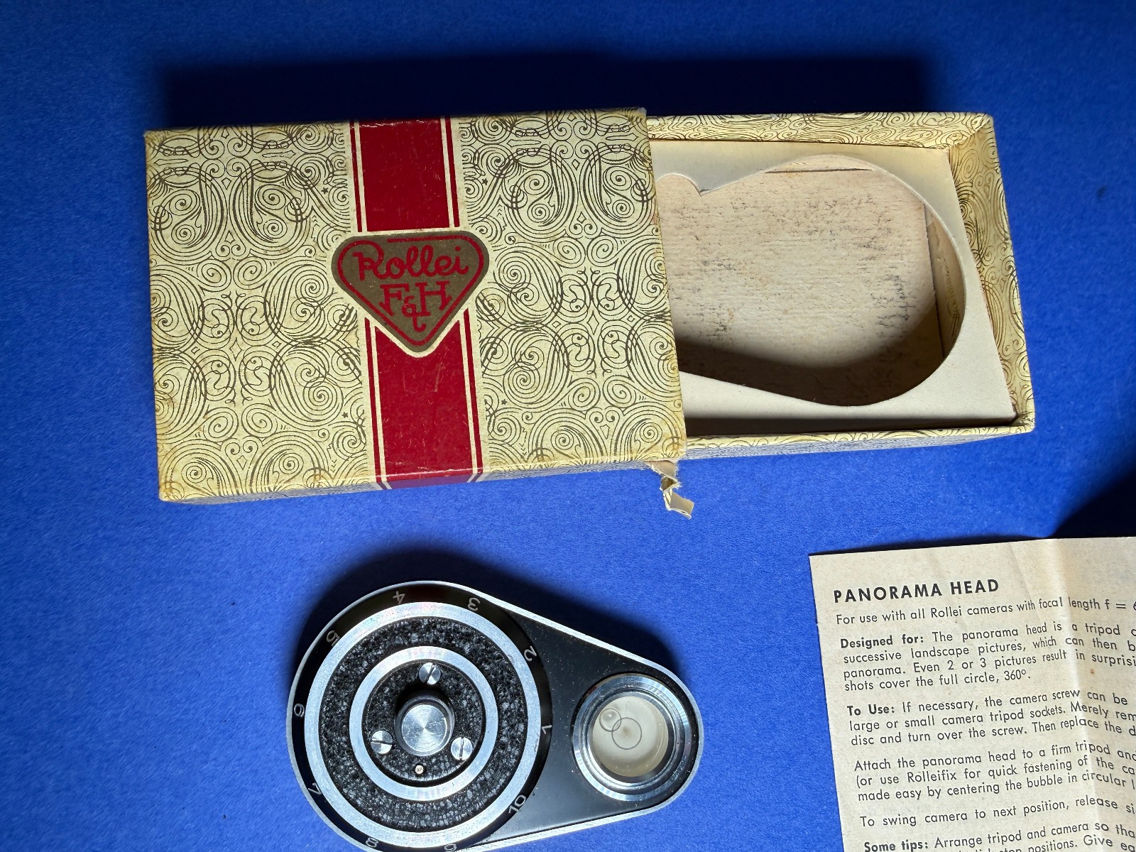 VTG ROLLEI PANORAMA HEAD TOP ROLLEIFLEX PANORAMAKOPF BOX INSTRUCTION BUBBLE