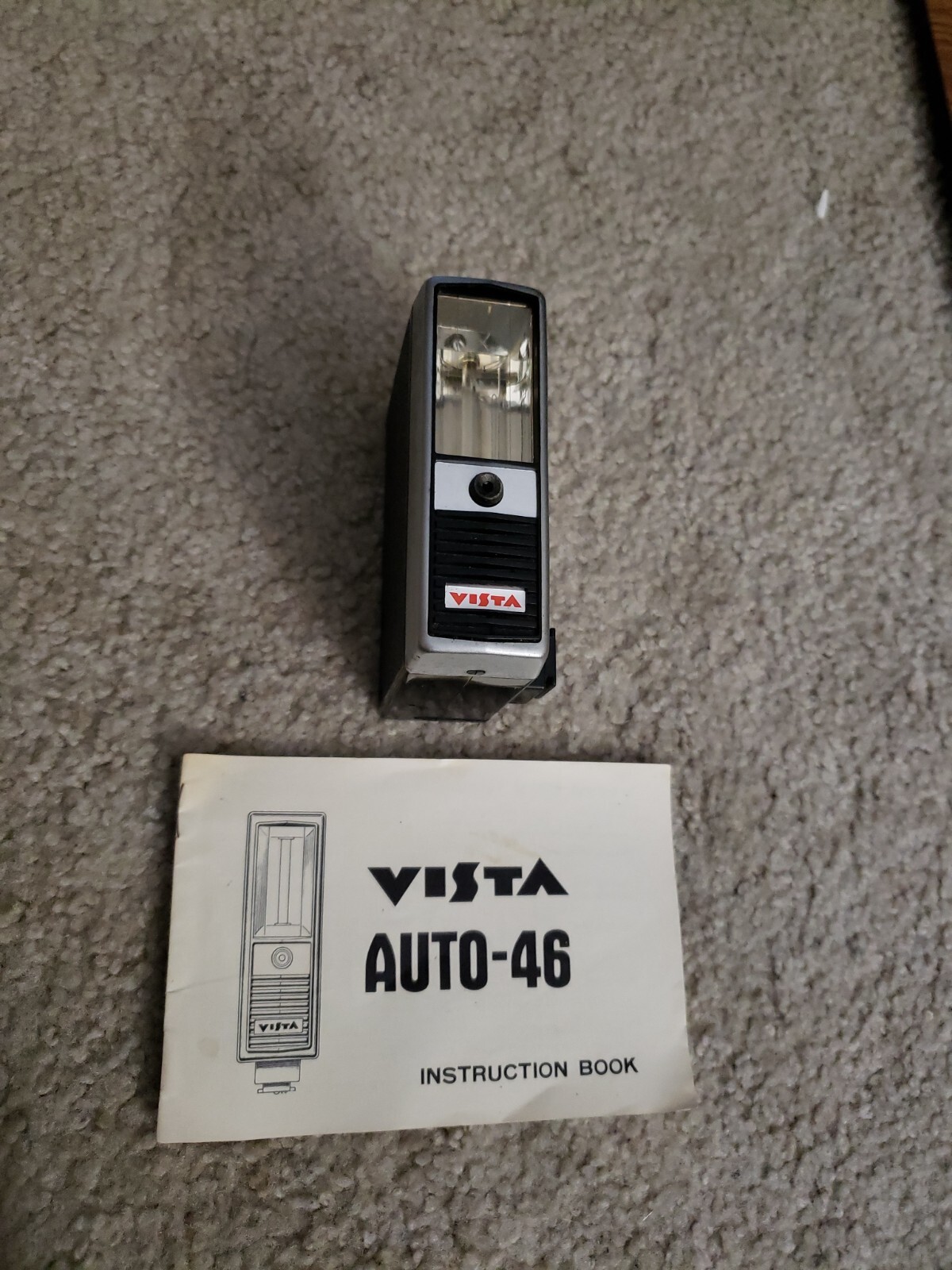 Vista Auto-46 Vintage Camera Flash With Instruction Book Untested Nice Condition