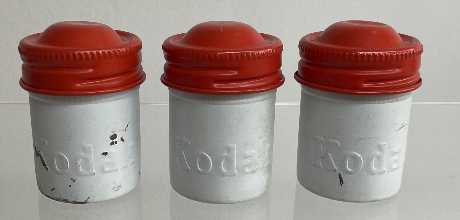 VTG Lot of 3 Kodak 35mm Film Roll Embossed Container Metal Tin Can Canister