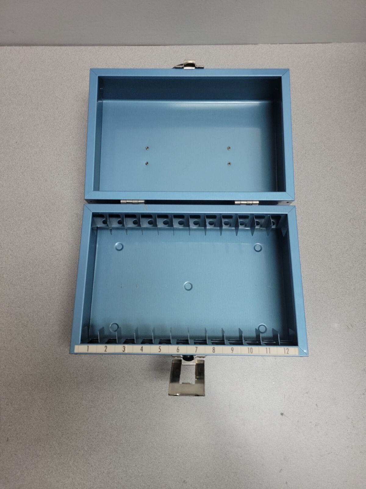 Metal Blue 8mm Movie Reel Chest Box 12 Slot Film Storage Case