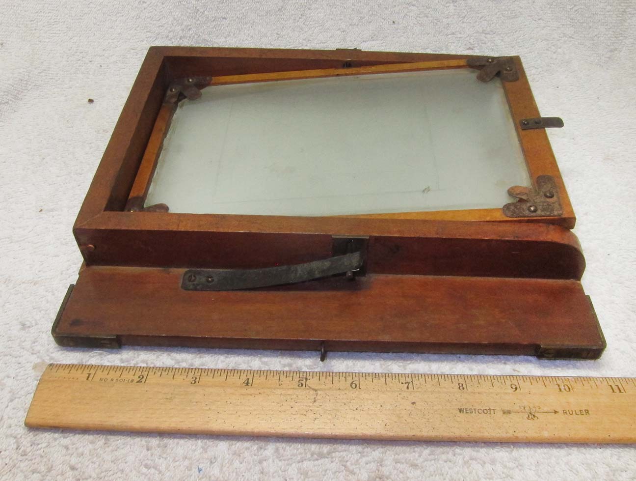 Antique VIEW CAMERA Wood GROUND GLASS Part. 5×8 OLD Large Format Spring Back