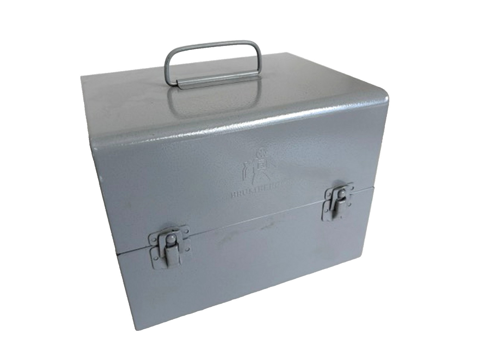 Vintage Brumberger Gray Metal Canister Carrying Case with 11 Lafayette Canisters