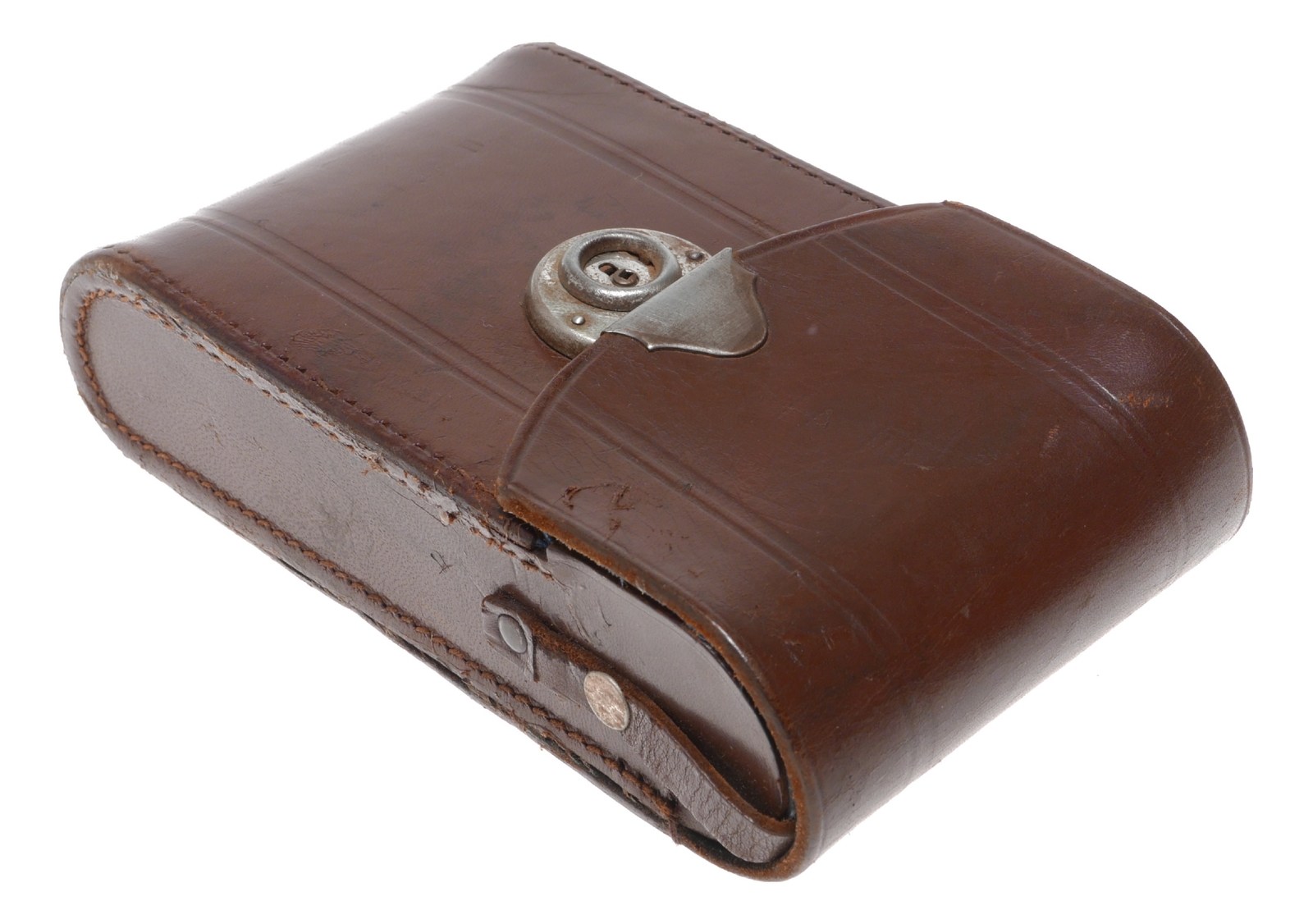 folding bellows camera vintage film antique leather case tan used