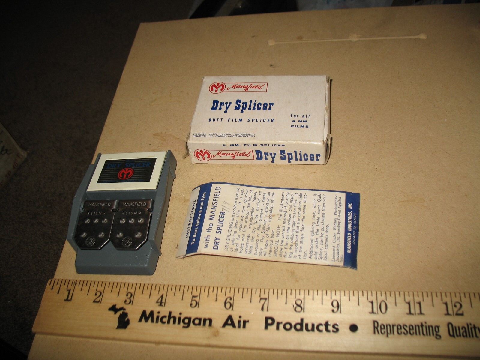 VTG MANSFIELD DRY SPLICER BUTT FILM SPLICER FOR ALL 8mm FILMS LIGHTLY USED