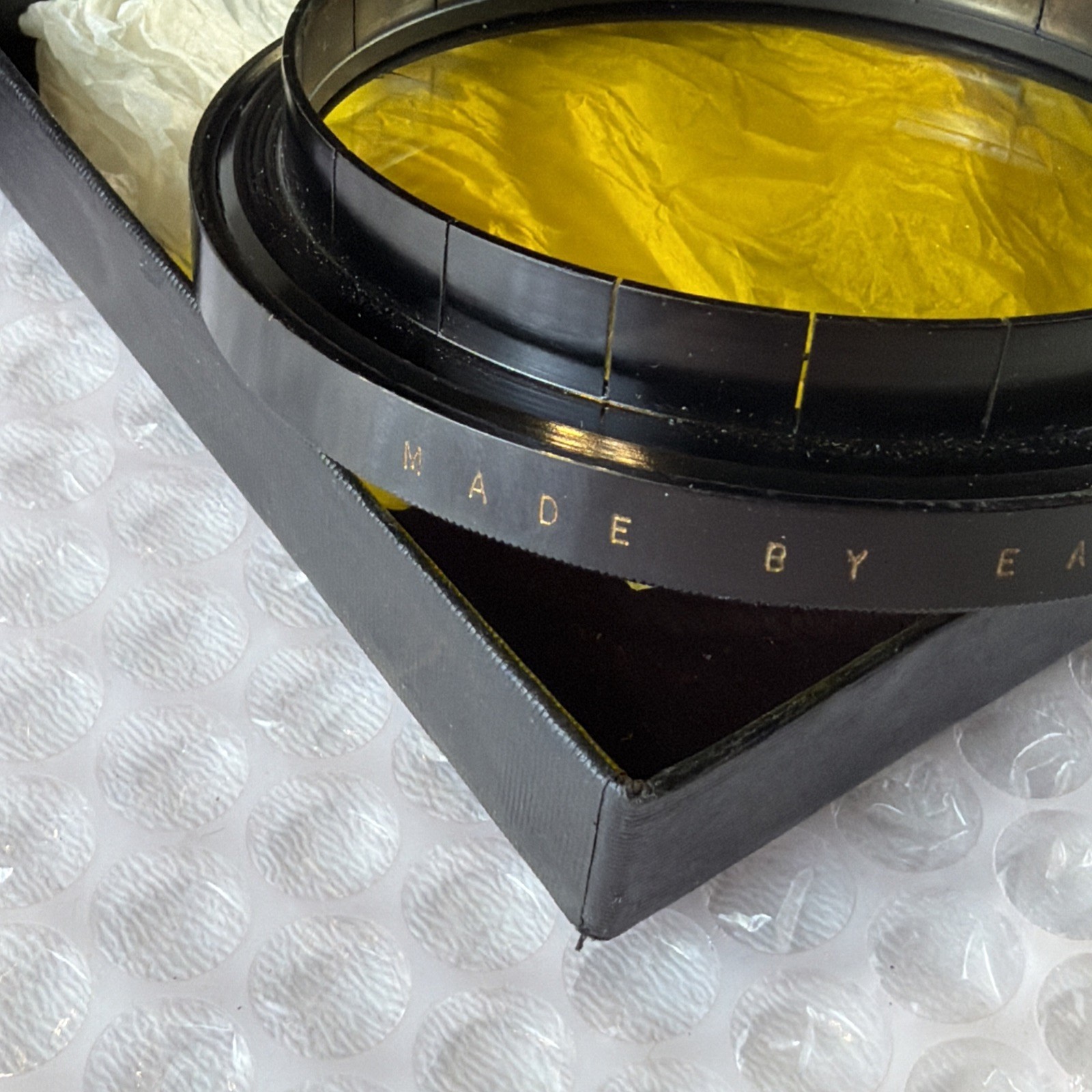 Vintage Kodak Wratten K-3 Deep Yellow Filter in Original Box – 3” Glass