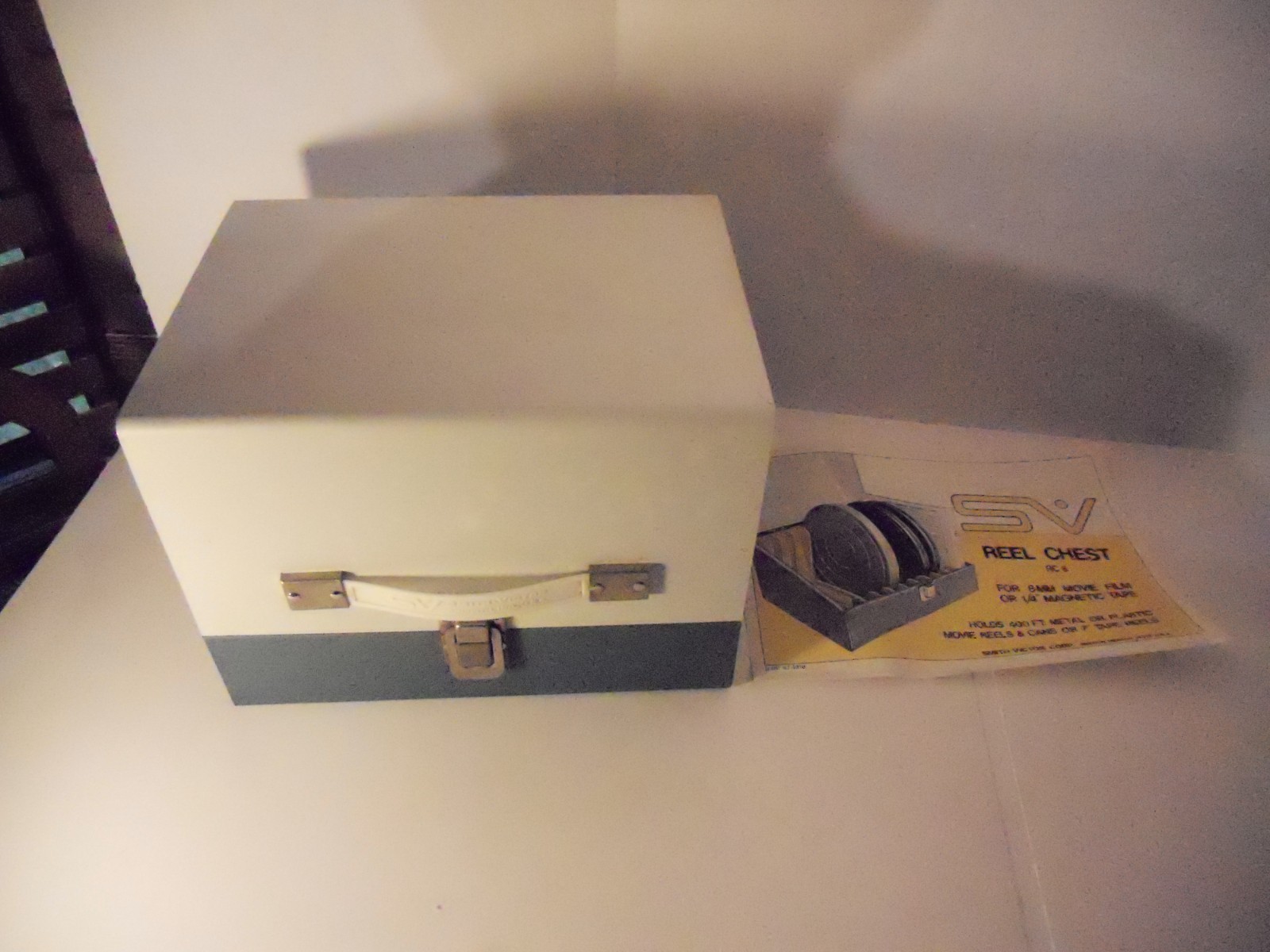 Metal Blue 8mm Movie Reel Chest Box 12 Slot Film Storage Case-10″ by 8″ apx