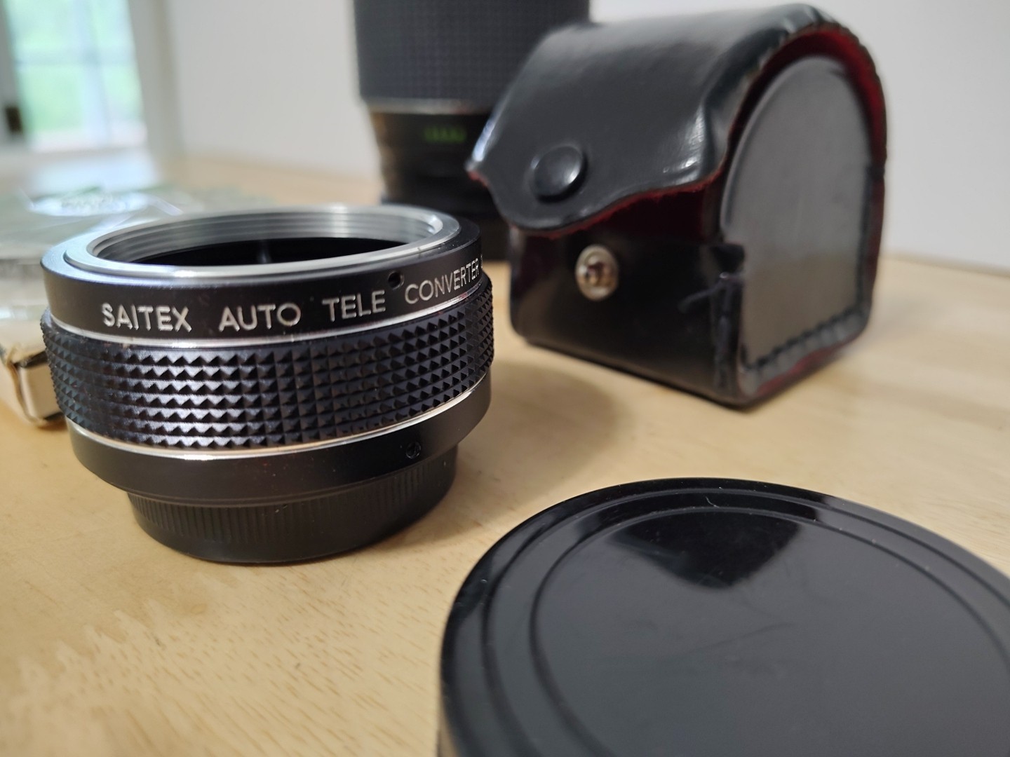 Vintage Photography Camera Japan 55 mm Lens, Hoya Filter 1B, Saitex Telecoverter