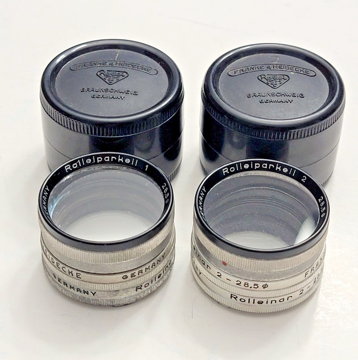 VINTAGE ROLLEIFLEX FRANKE & HEIDECKE ROLLEINAR ROLLEIPARKEIL 1 & 2, 28.5MM
