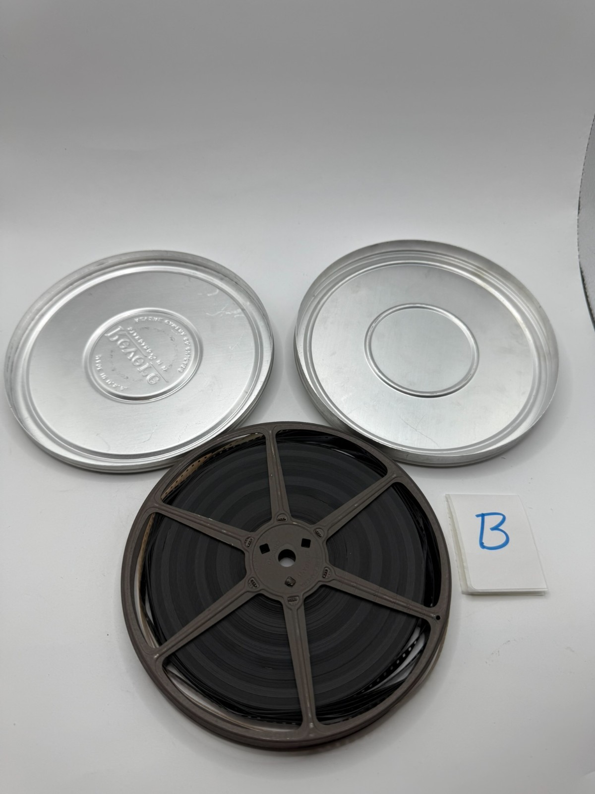 Vintage Revere Silver Metal Film Can Canister 6″ Diameter & Film Reel B