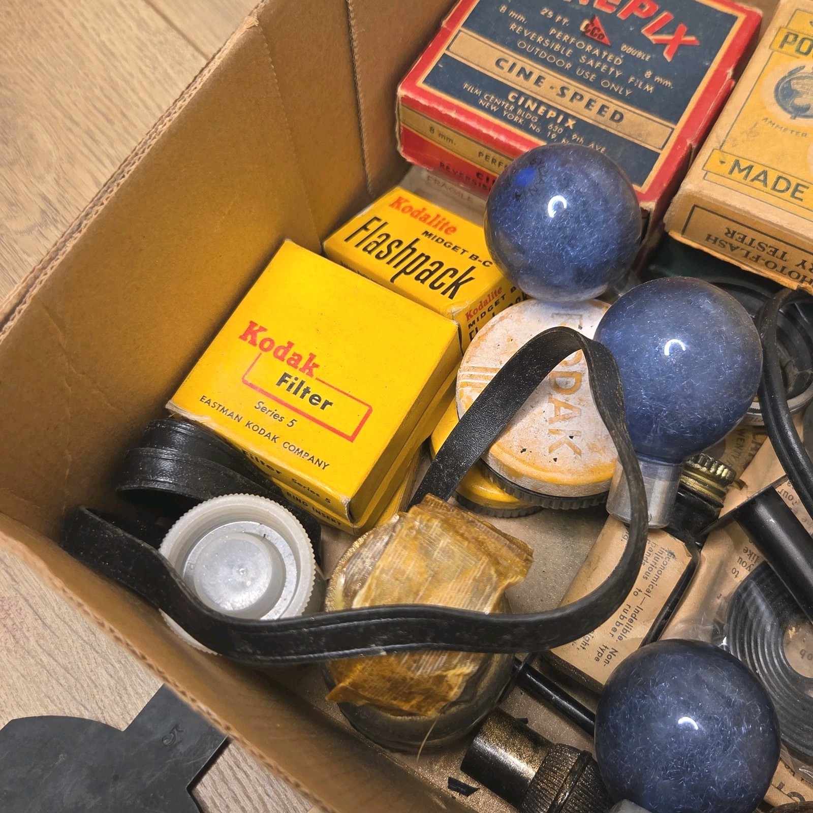 Vintage Camera Parts Accessories Mixed Lot Rangefinder Strobe Filters Bulbs