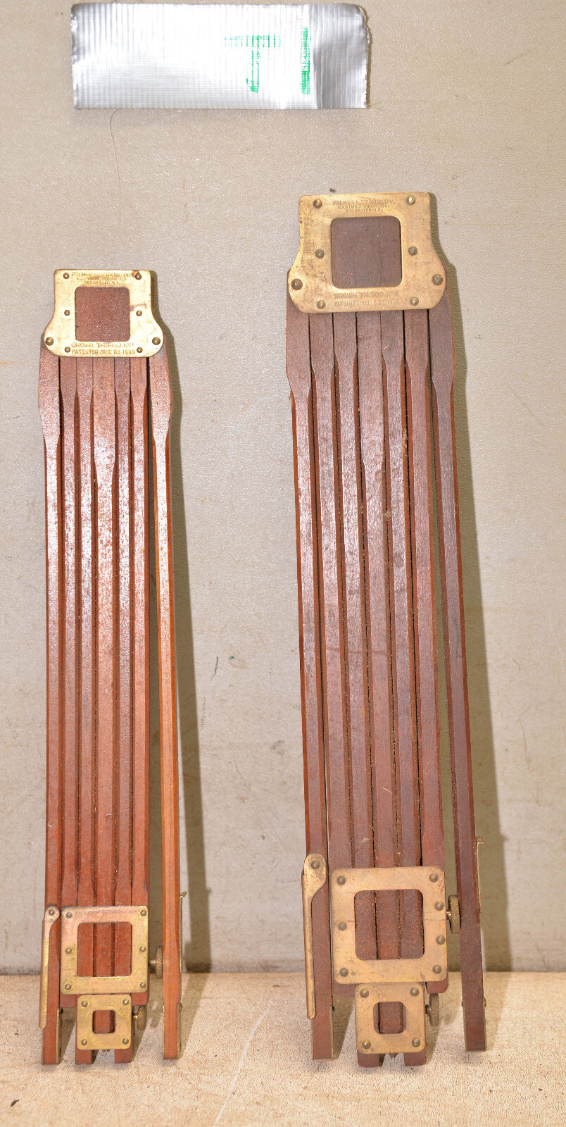 2 Eastman Kodak Folmer & Schwing crown tripod No 1 two legs salesman sample 1903