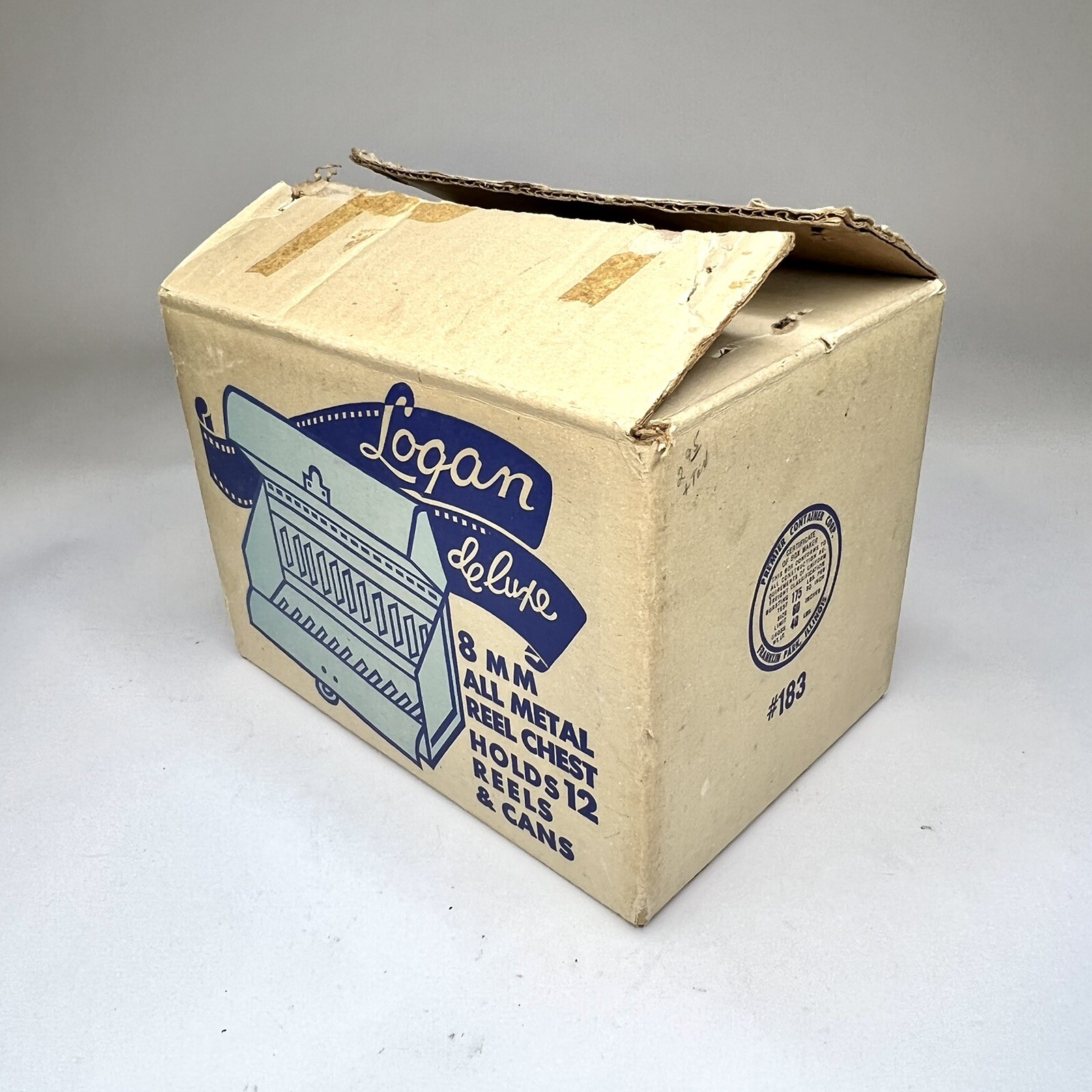 Logan De Luxe Blue Metal 8mm Movie Reel Chest Case w/ Original Box