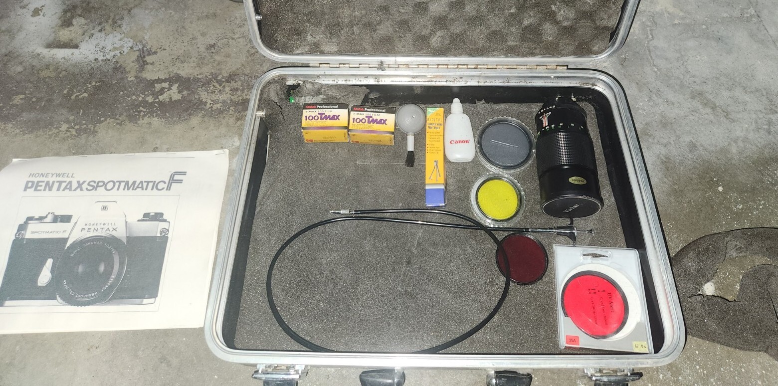 Vintage Camera Accessories With Case, Film, Lense