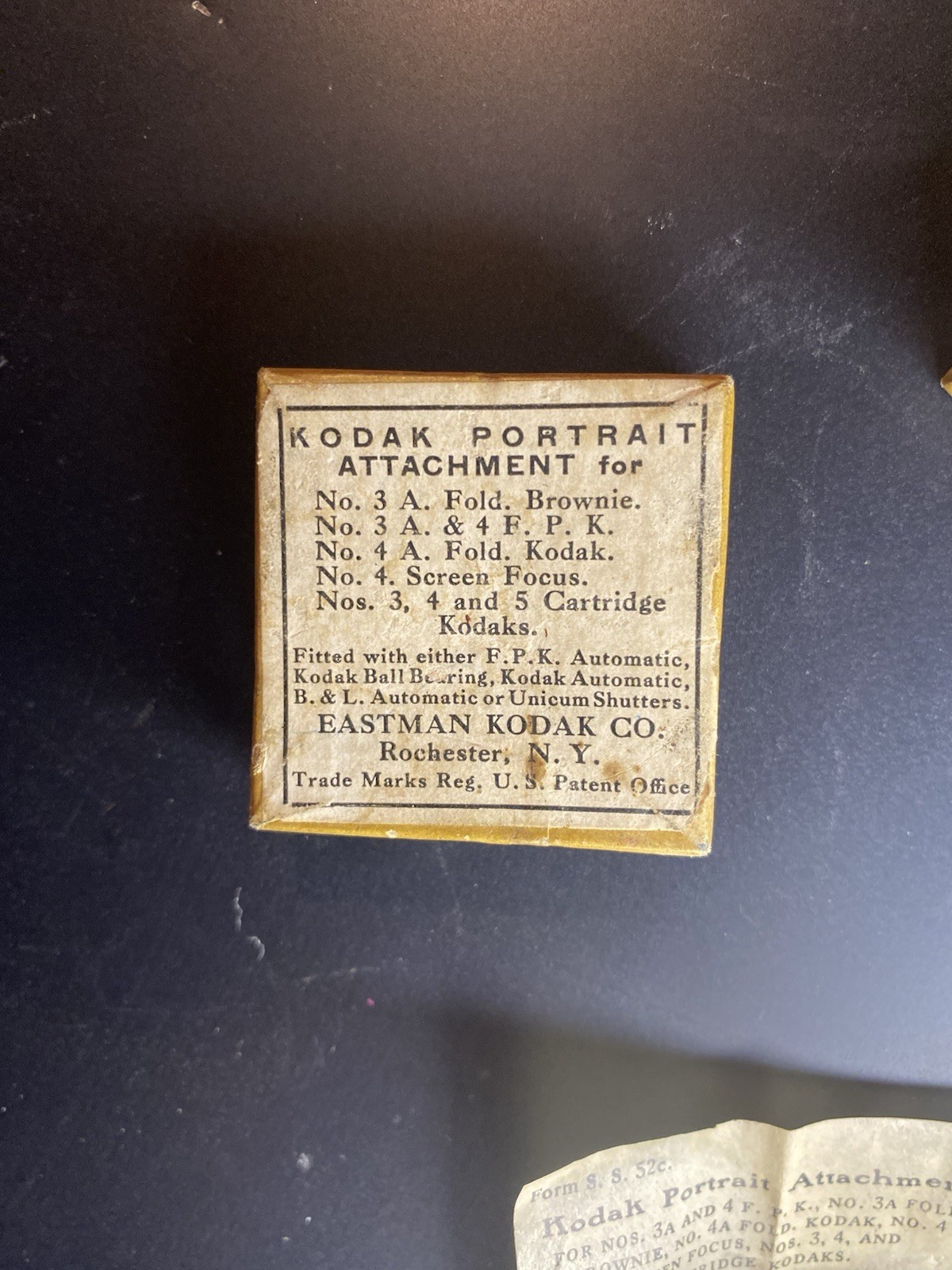 Kodak Portrait Attachment Lens for No. 3A, 4 F.P.K., Fold Brownie, Fold Kodak