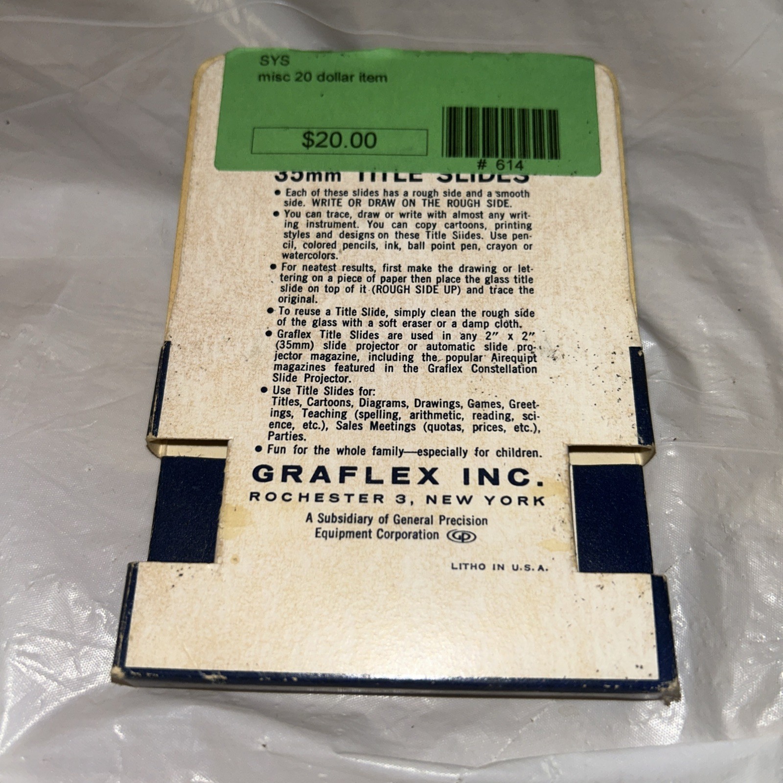 Graflex 35mm Title Slides 4 slides In 1 Package vintage Reuseable NOS
