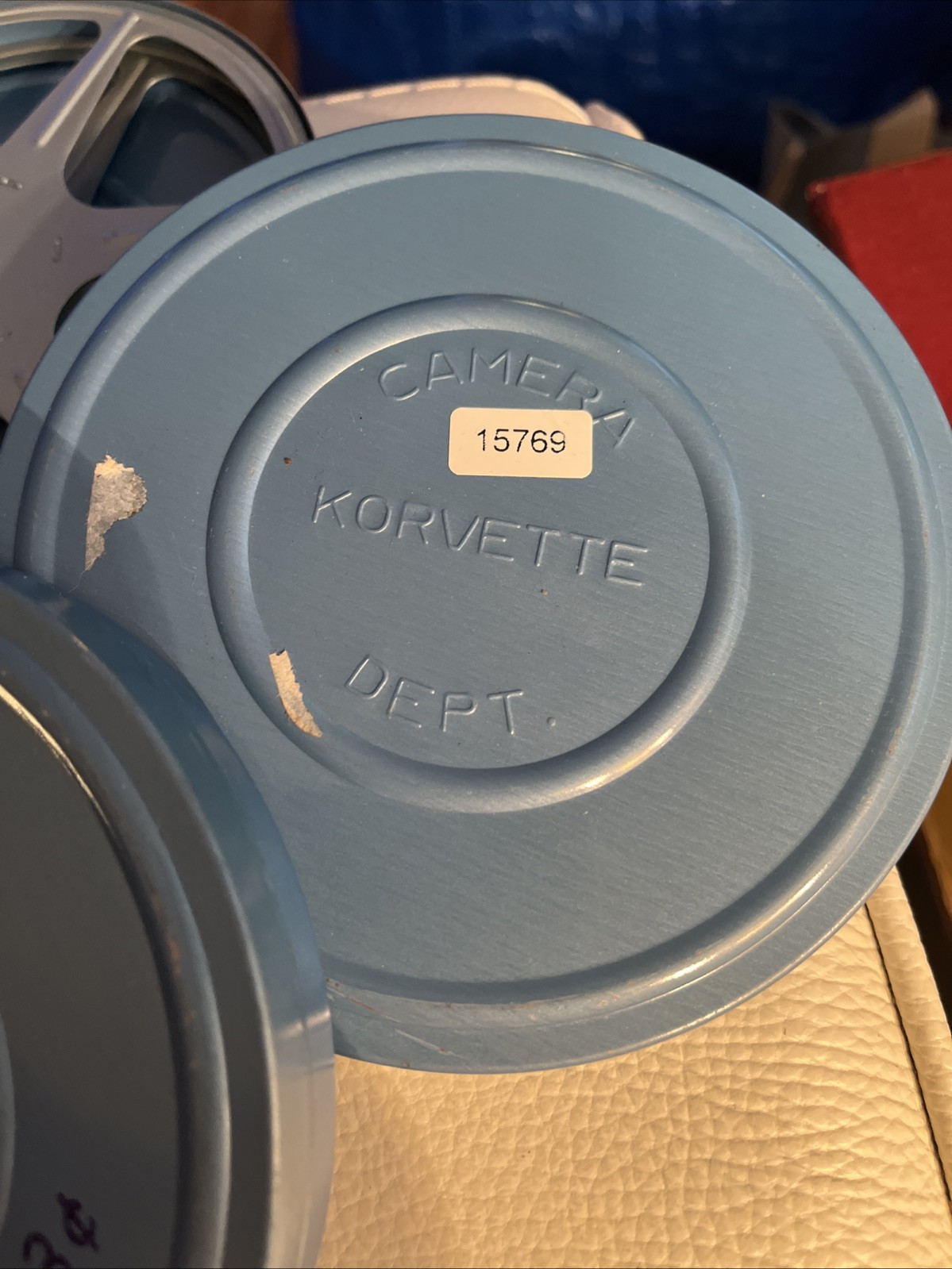 LOT OF 3 VTG Korvette Tin Camera Film Cases w/Metal Film Reels BLUE 5” NOS 8 mm
