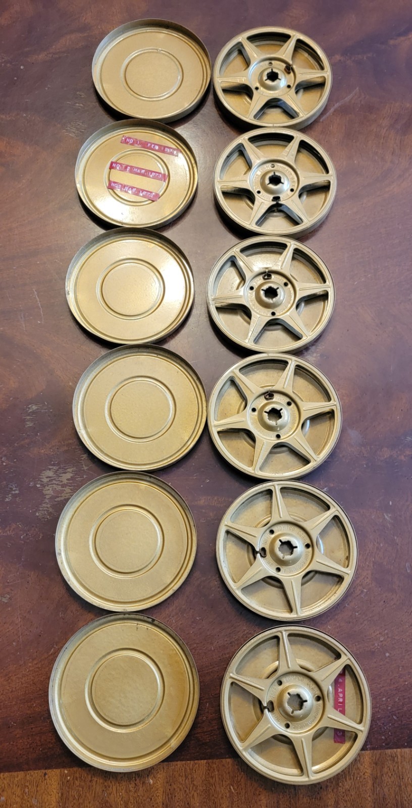 Lot Of 6 Vintage used 8 mm Film Metal 5″ Reel & Case Compco