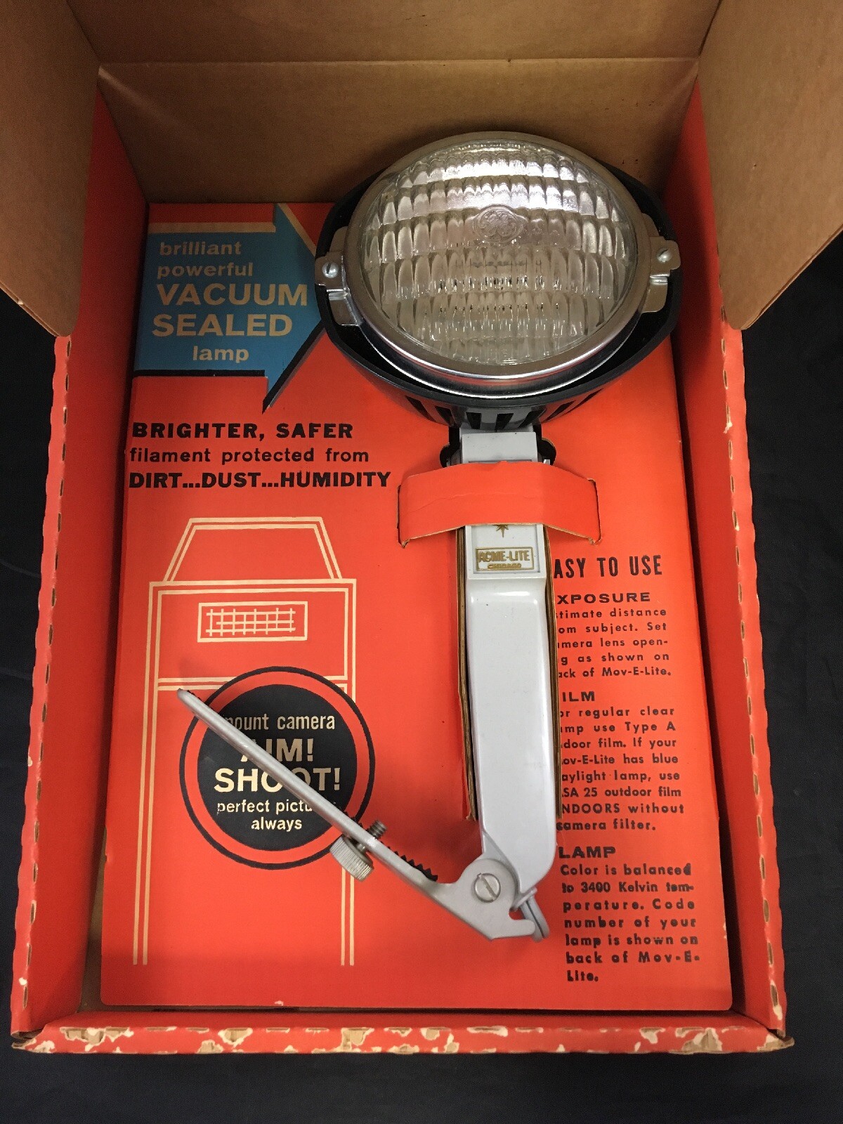 Acme Lite Mov-E-Lite Original Vintage Mounted Camera Light NOS in Package