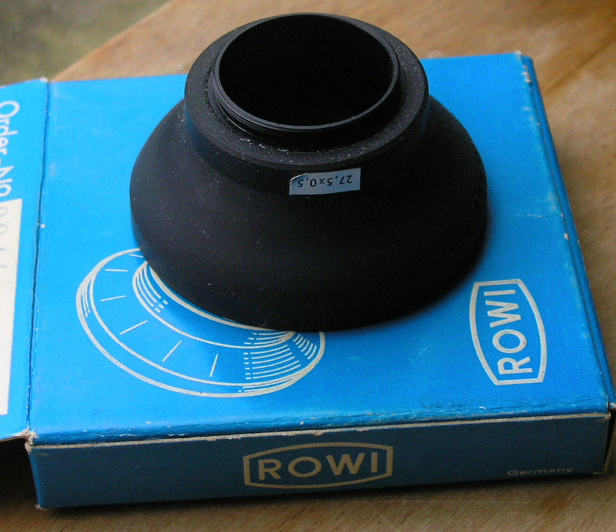 27.5mm rubber screw in lens hood german made rowi